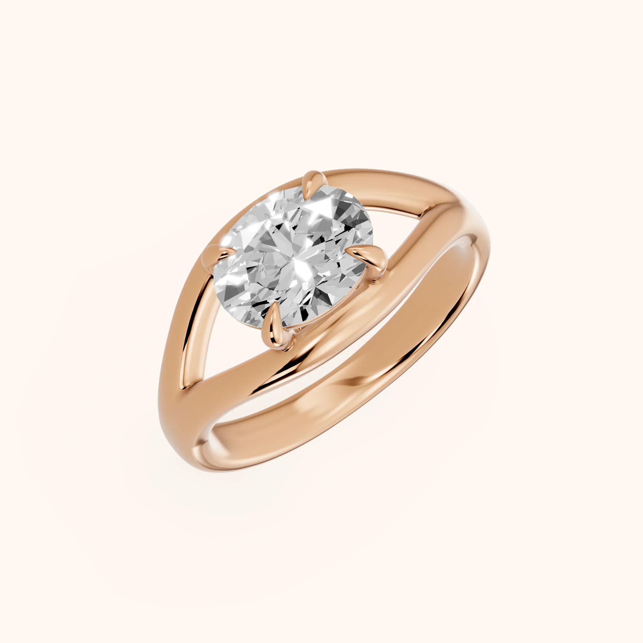 Seraphina Criss Cross Oval Diamond Engagement Ring in Rose Gold