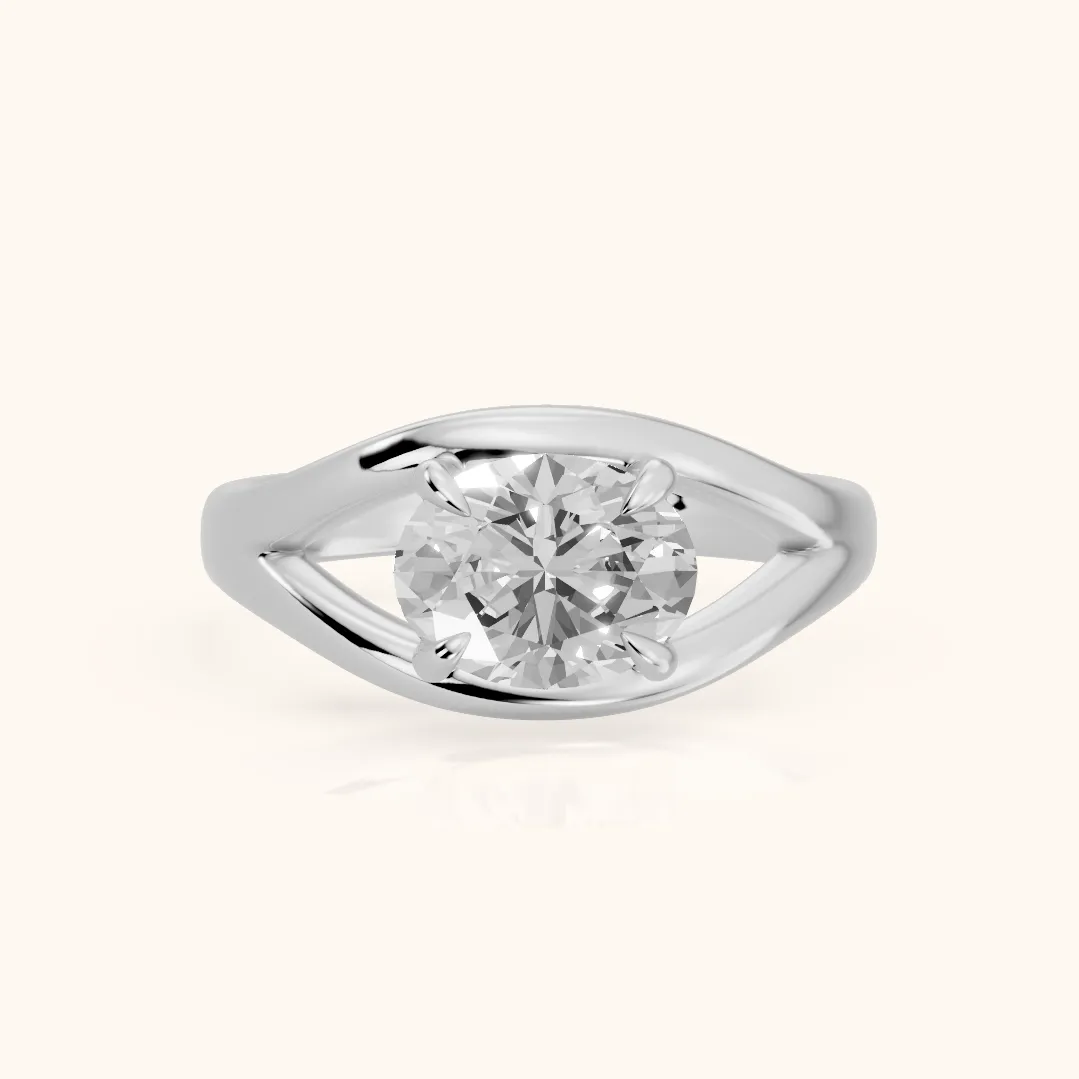 Seraphina Criss Cross Oval Diamond Engagement Ring in Platinum