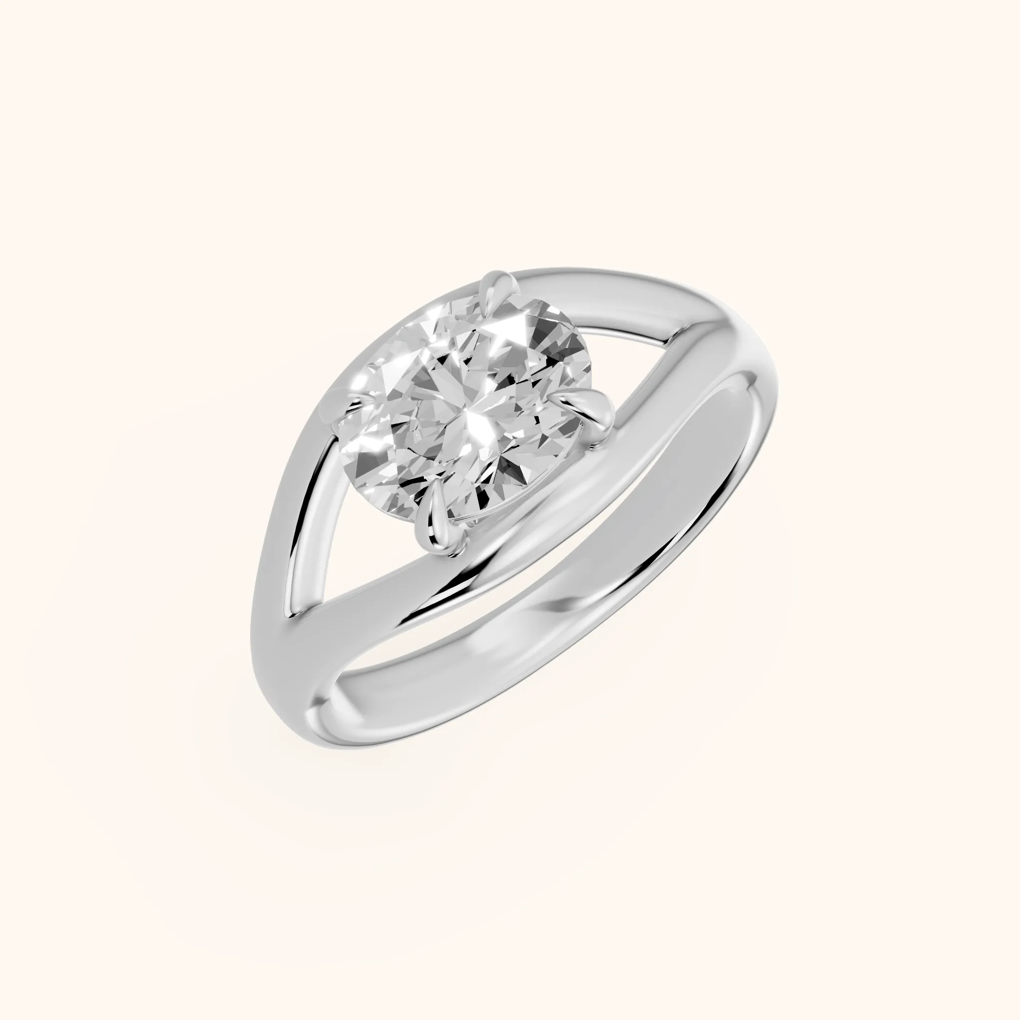 Seraphina Criss Cross Oval Diamond Engagement Ring in Platinum