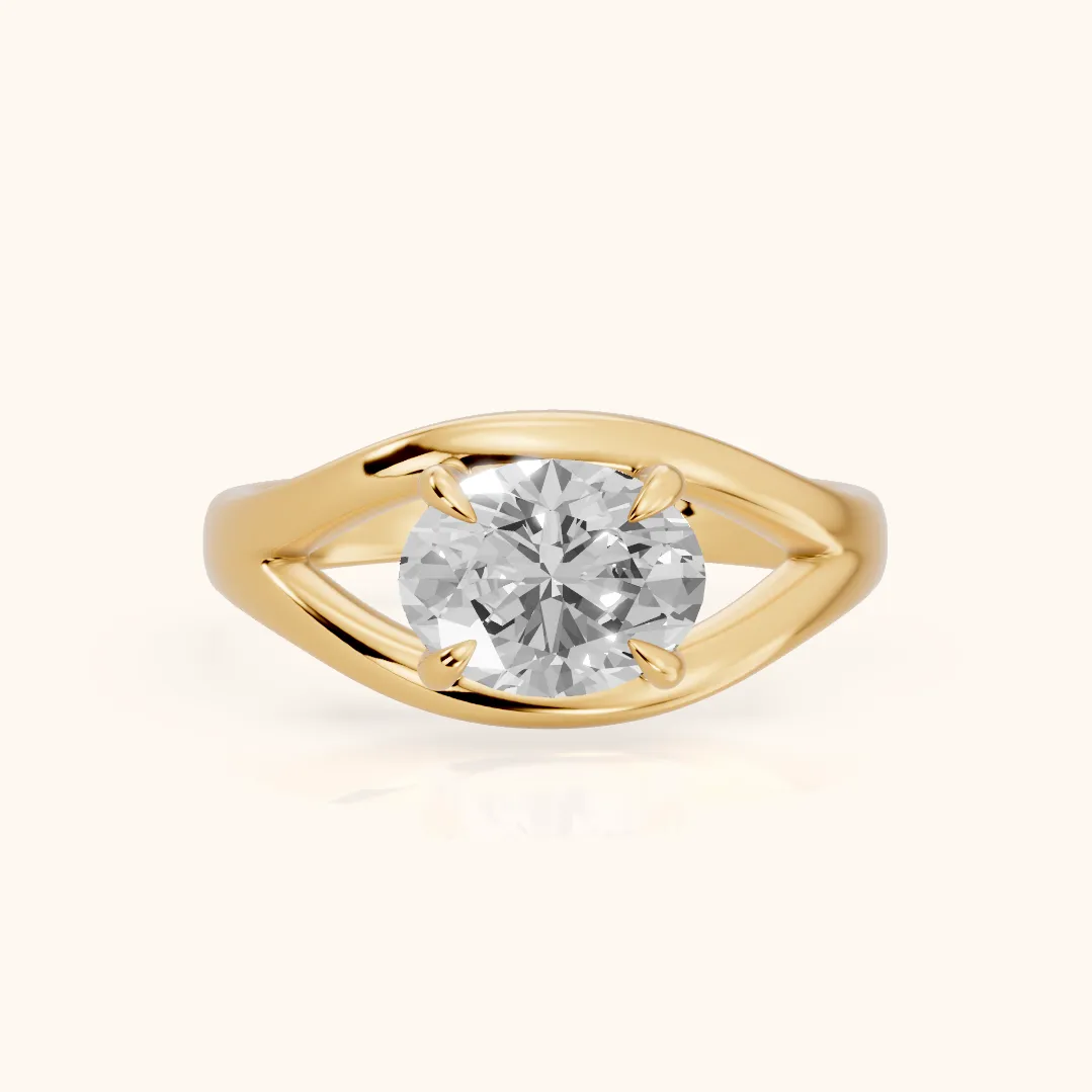 Seraphina Criss Cross Oval Diamond Engagement Ring in Yellow Gold