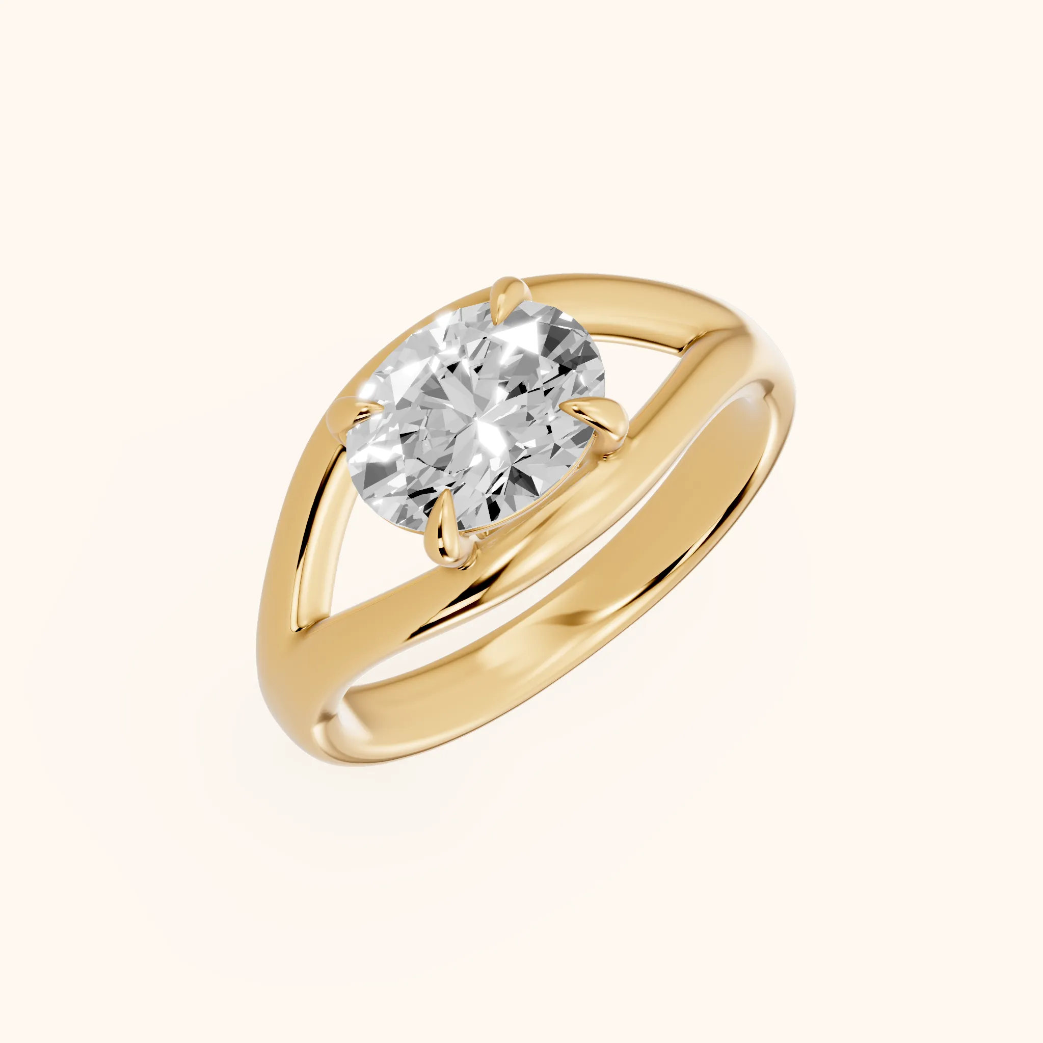 Seraphina Criss Cross Oval Diamond Engagement Ring in Yellow Gold