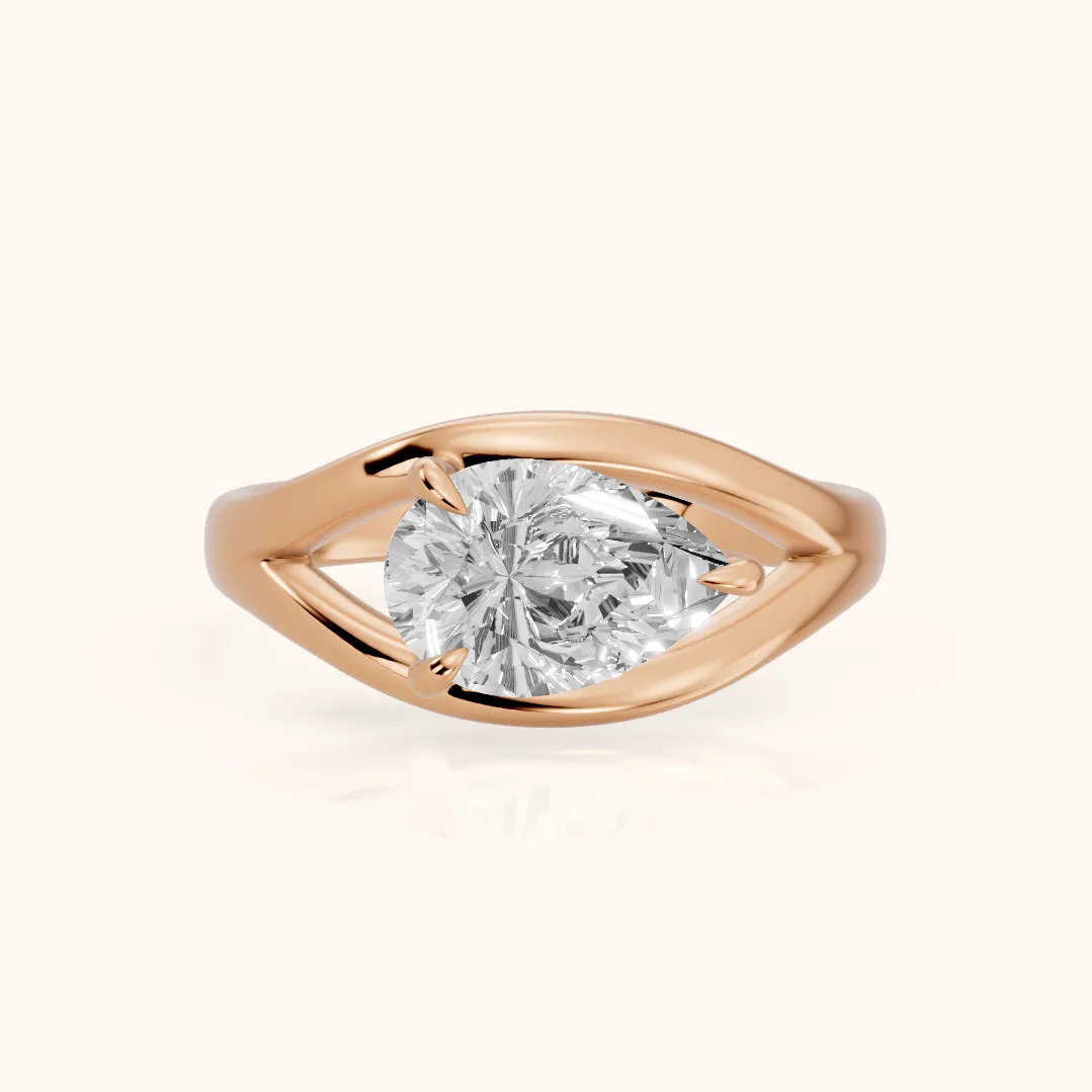 Seraphina Criss Cross Pear Diamond Engagement Ring in Rose Gold