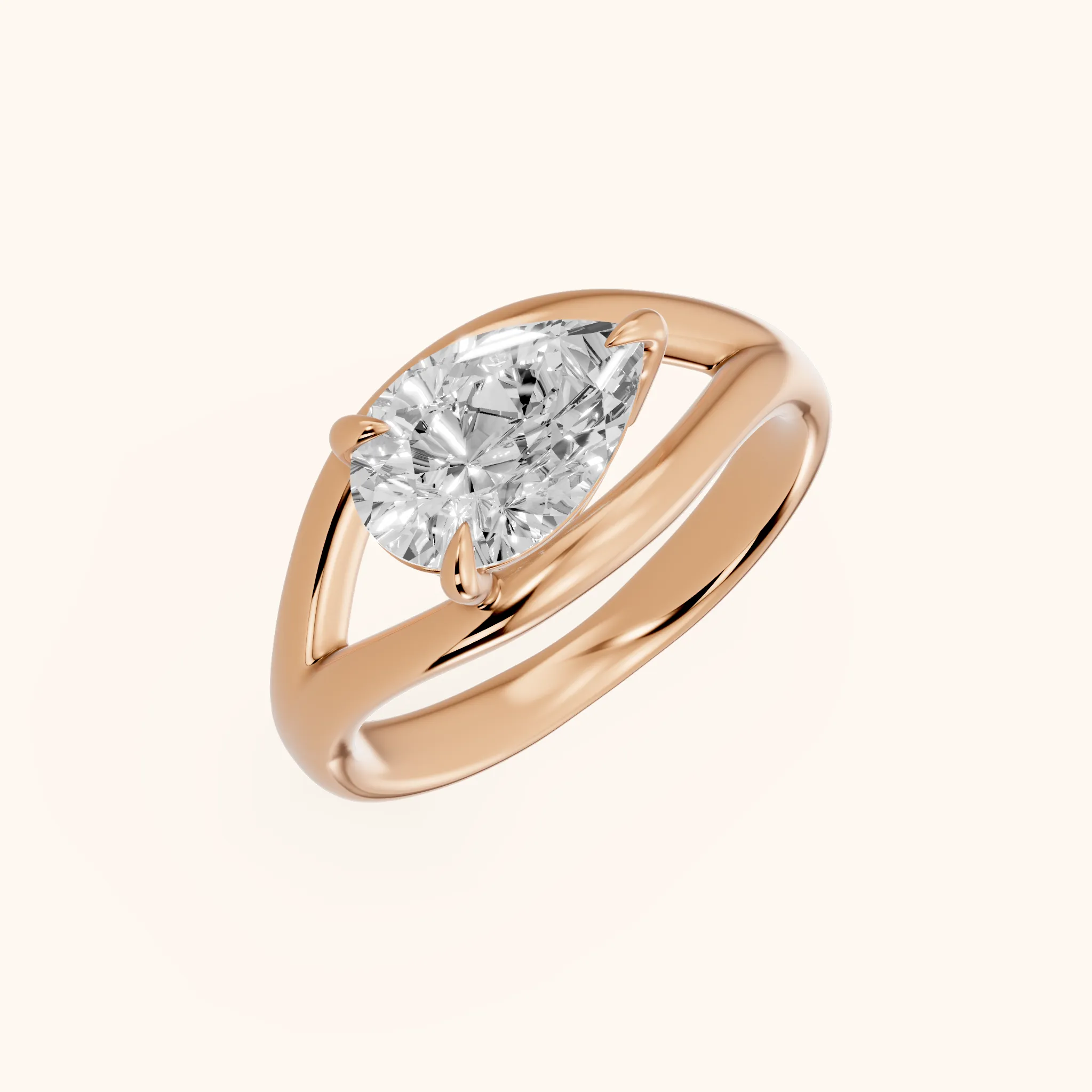Seraphina Criss Cross Pear Diamond Engagement Ring in Rose Gold