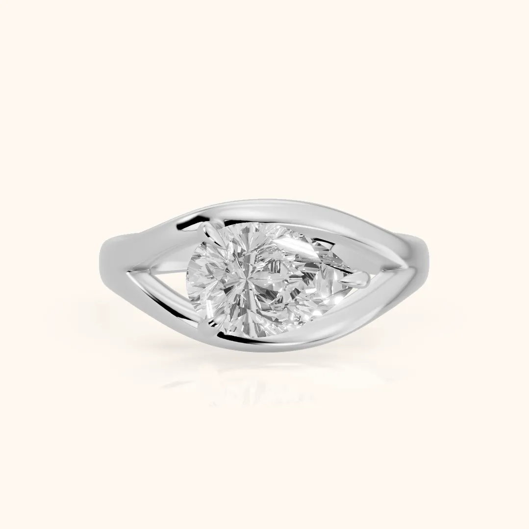 Seraphina Criss Cross Pear Diamond Engagement Ring in Platinum