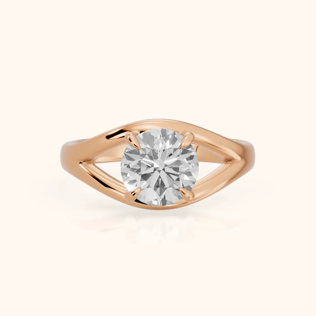 Seraphina Criss Cross Round Diamond Engagement Ring in Rose Gold