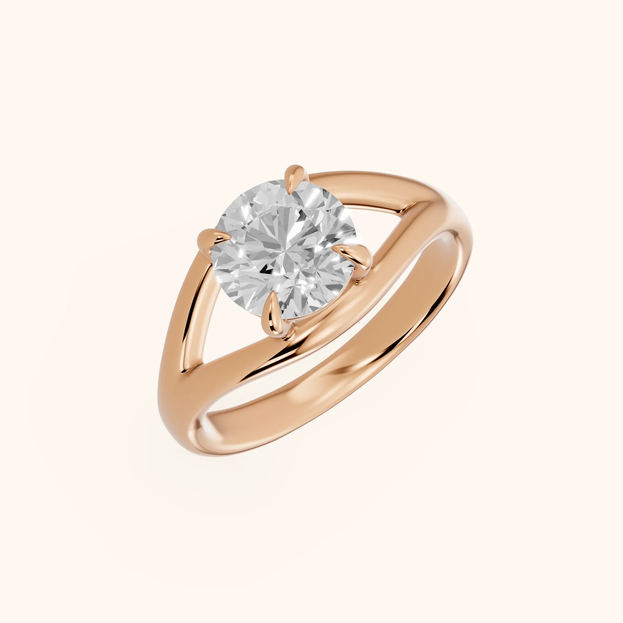 Seraphina Criss Cross Round Diamond Engagement Ring in Rose Gold