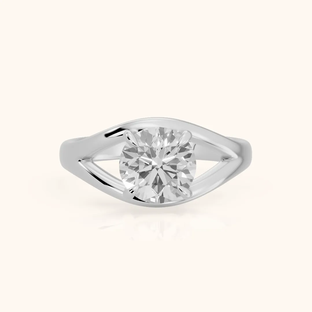 Seraphina Criss Cross Round Diamond Engagement Ring in Silver