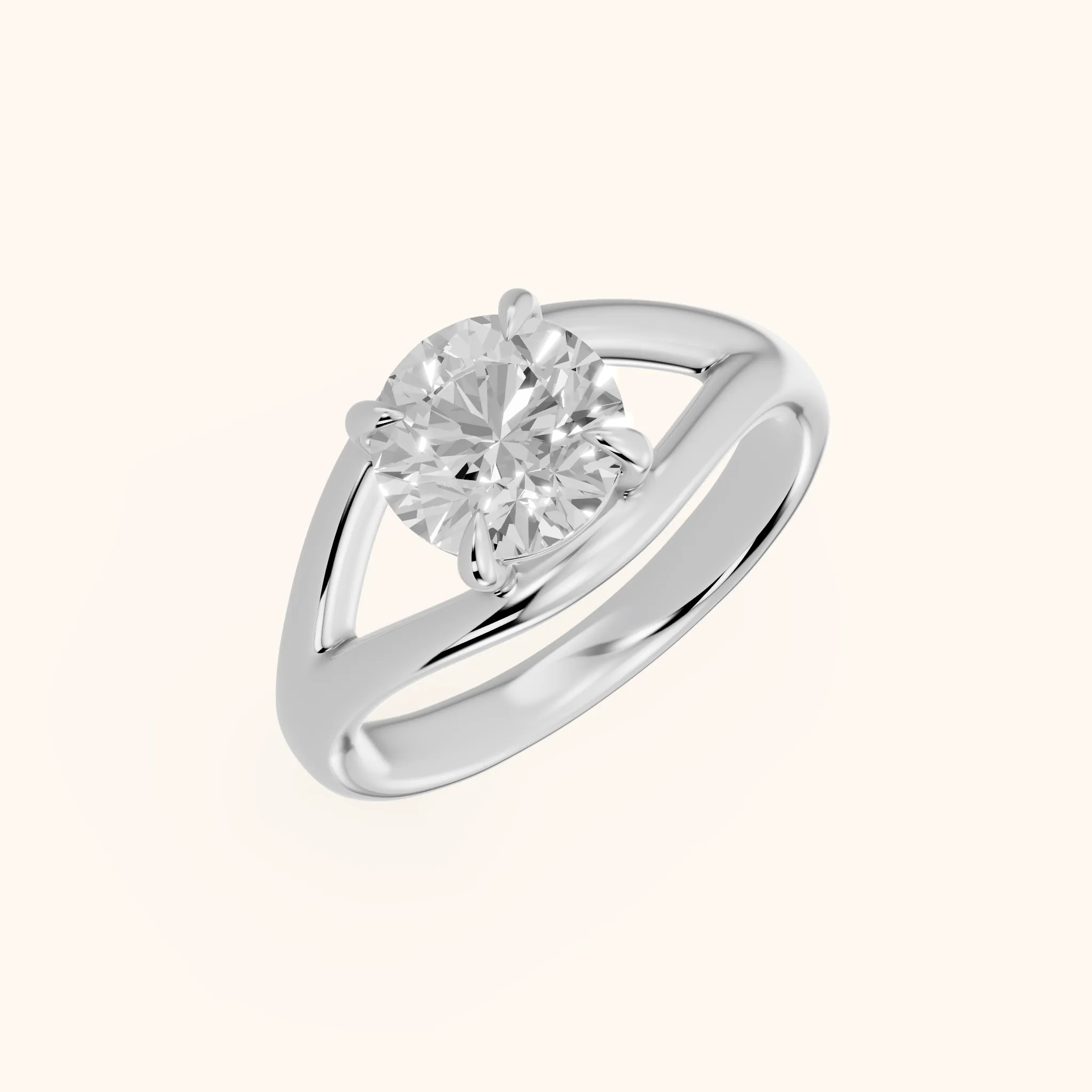 Seraphina Criss Cross Round Diamond Engagement Ring in Silver