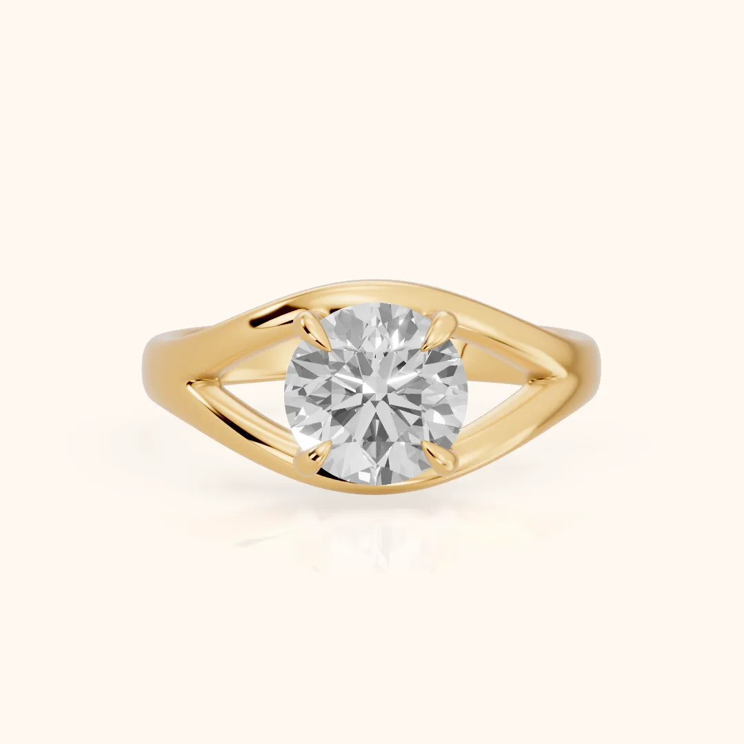 Seraphina Criss Cross Round Diamond Engagement Ring in Yellow Gold