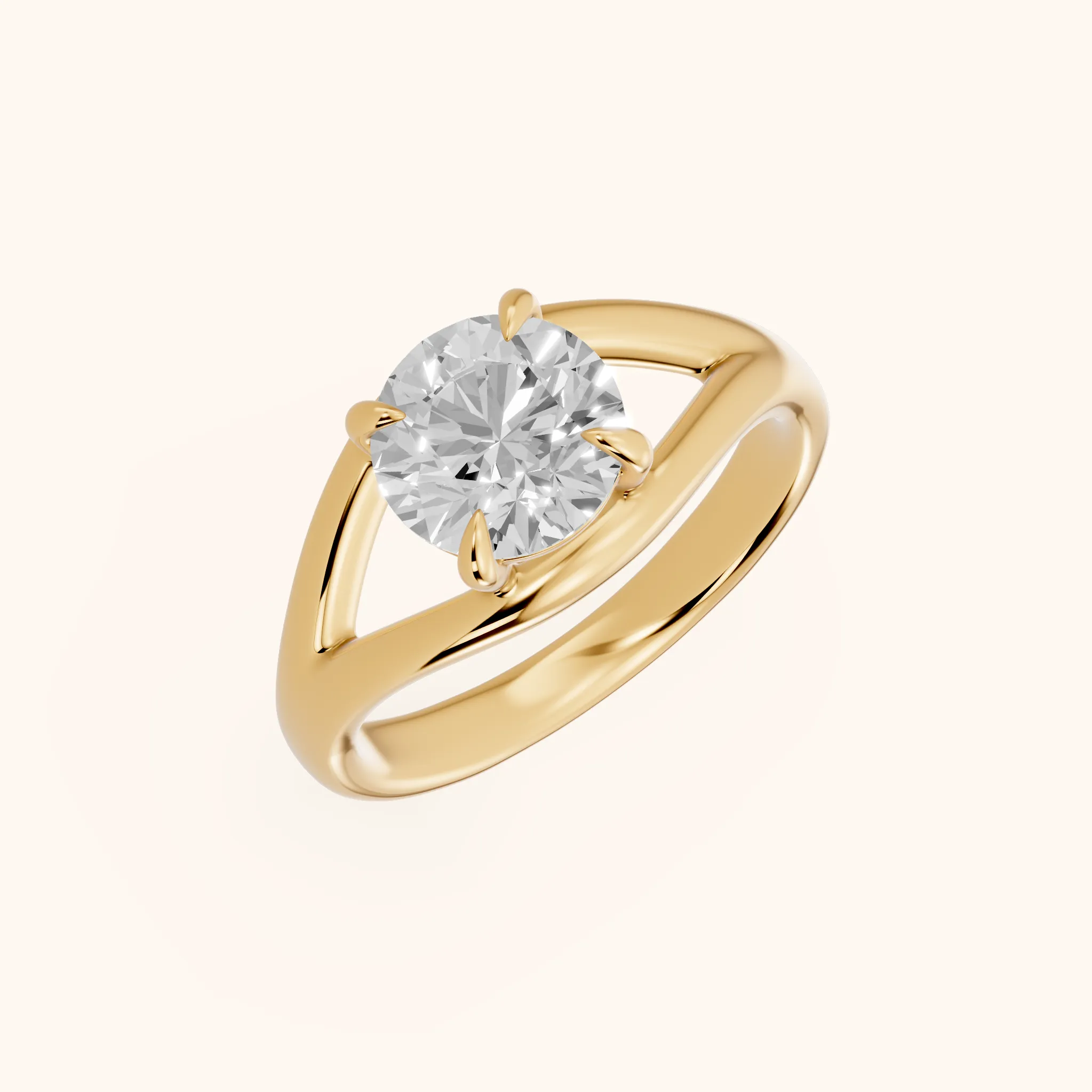 Seraphina Criss Cross Round Diamond Engagement Ring in Yellow Gold