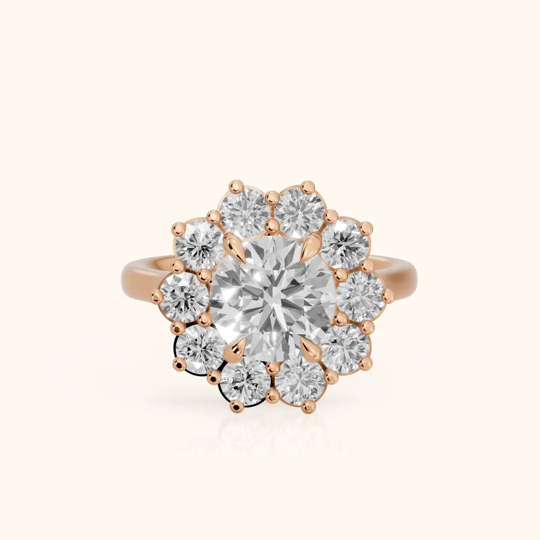 Halo Glow Round Diamond Engagement Ring in Rose Gold — view 2