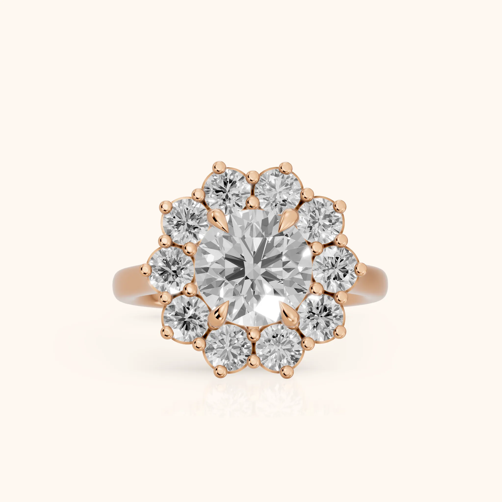 Halo Glow Round Diamond Engagement Ring in Rose Gold — view 1
