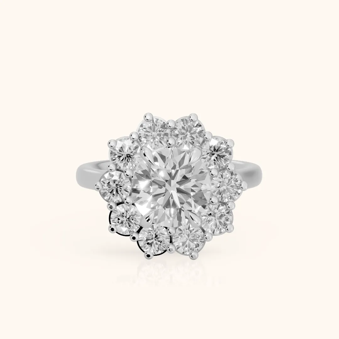 Halo Glow Round Diamond Engagement Ring in White Gold — view 2