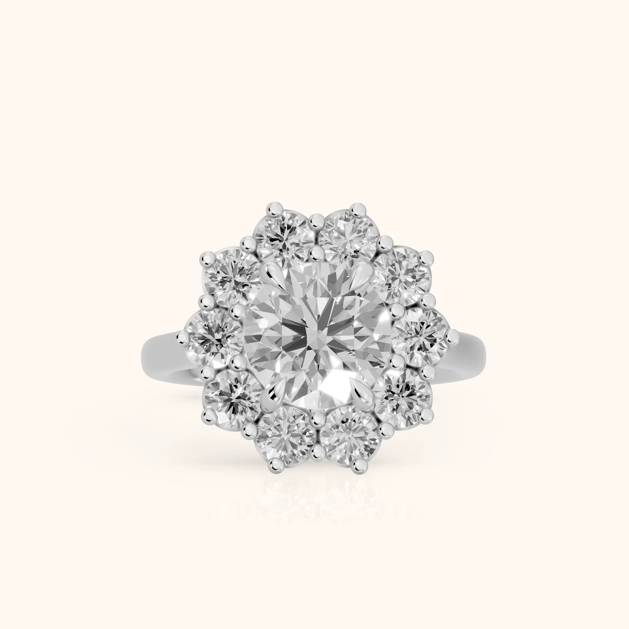 Halo Glow Round Diamond Engagement Ring in White Gold — view 1