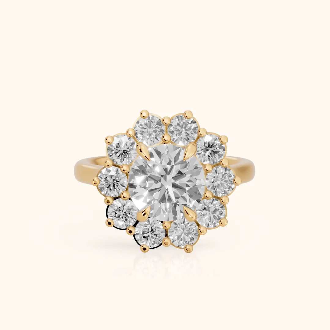 Halo Glow Round Diamond Engagement Ring in Yellow Gold — view 2