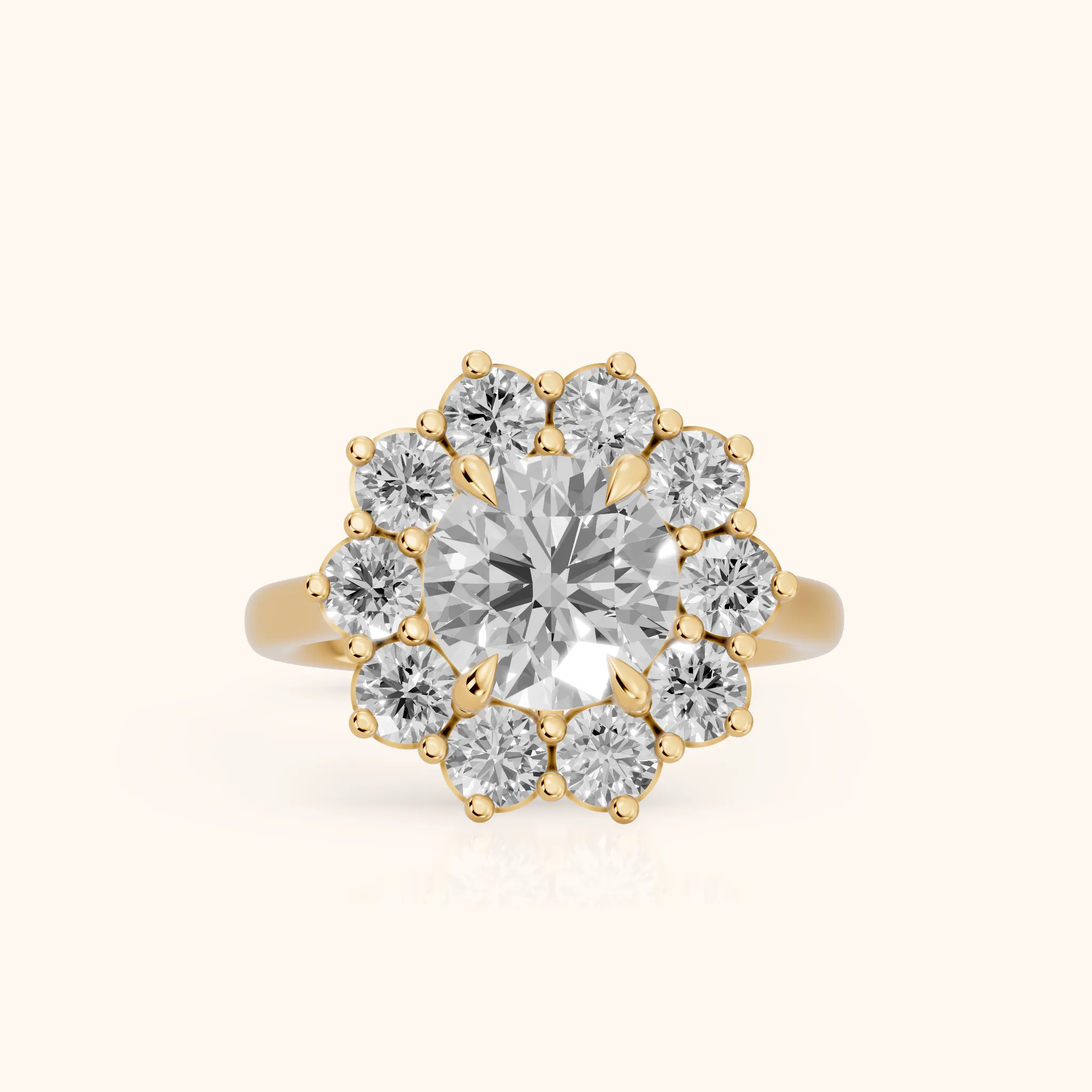 Halo Glow Round Diamond Engagement Ring in Yellow Gold — view 1