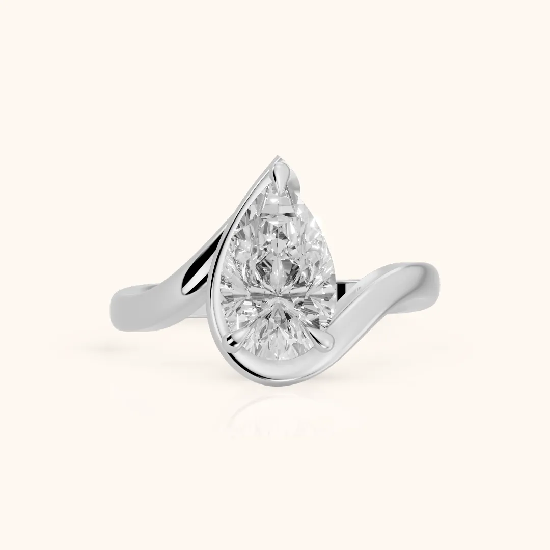 Tabitha Bypass Partial Bezel Pear Diamond Engagement Ring in Silver — view 2