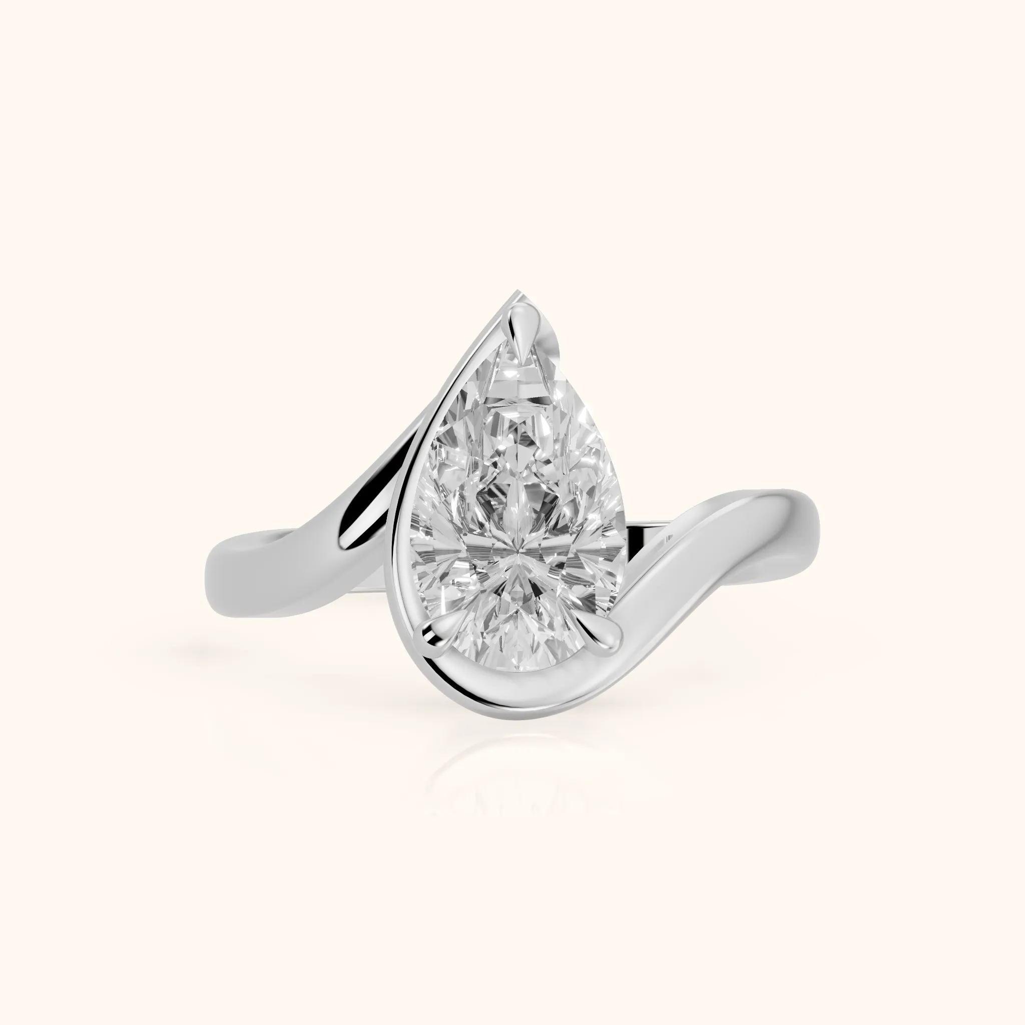 Tabitha Bypass Partial Bezel Pear Diamond Engagement Ring in Silver — view 1