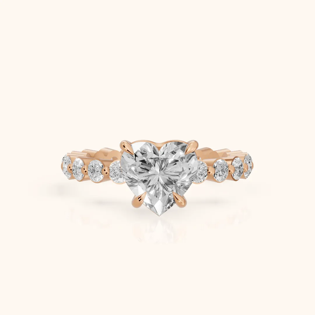 Bridget Sidestone Heart Diamond Engagement Ring in Rose Gold — view 2