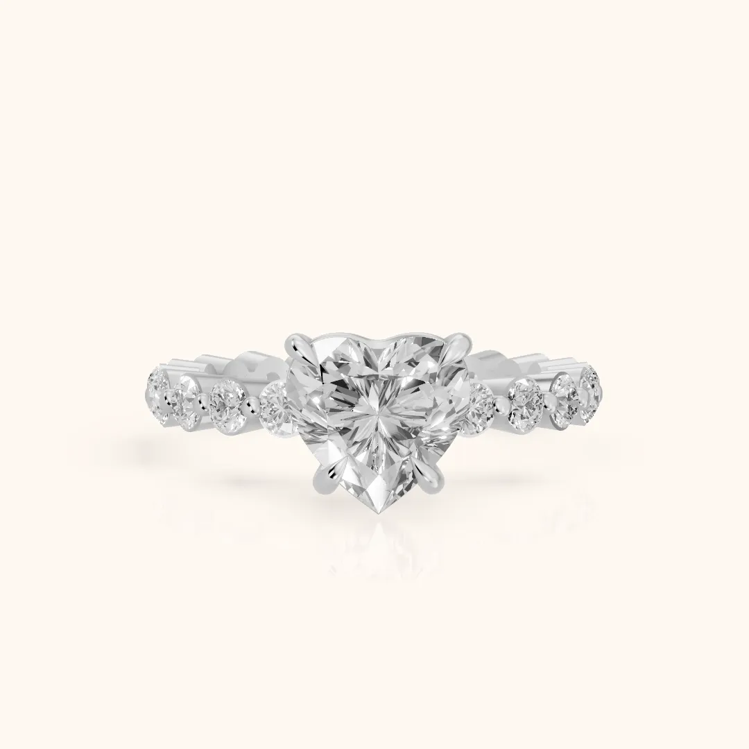 Bridget Sidestone Heart Diamond Engagement Ring in Silver — view 2