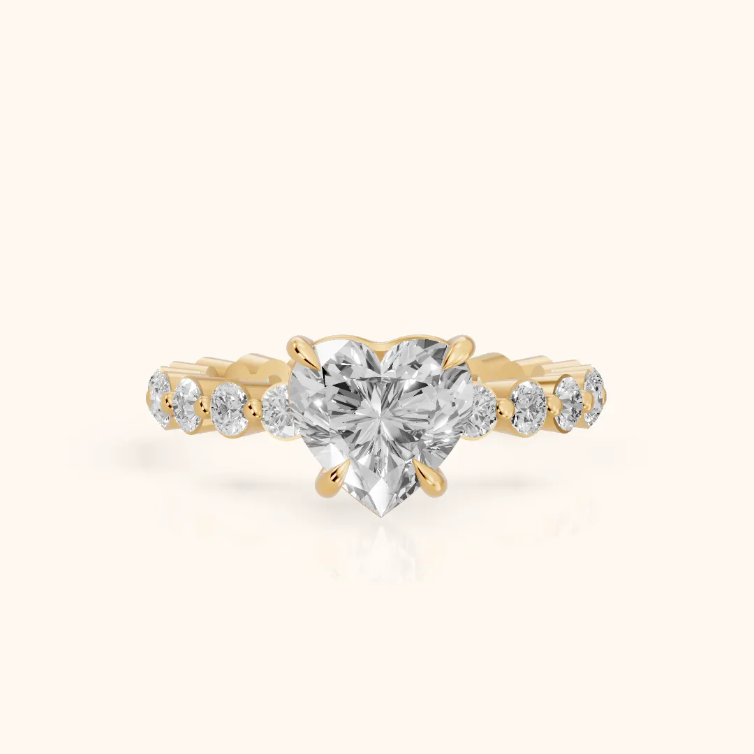 Bridget Sidestone Heart Diamond Engagement Ring in Yellow Gold — view 2