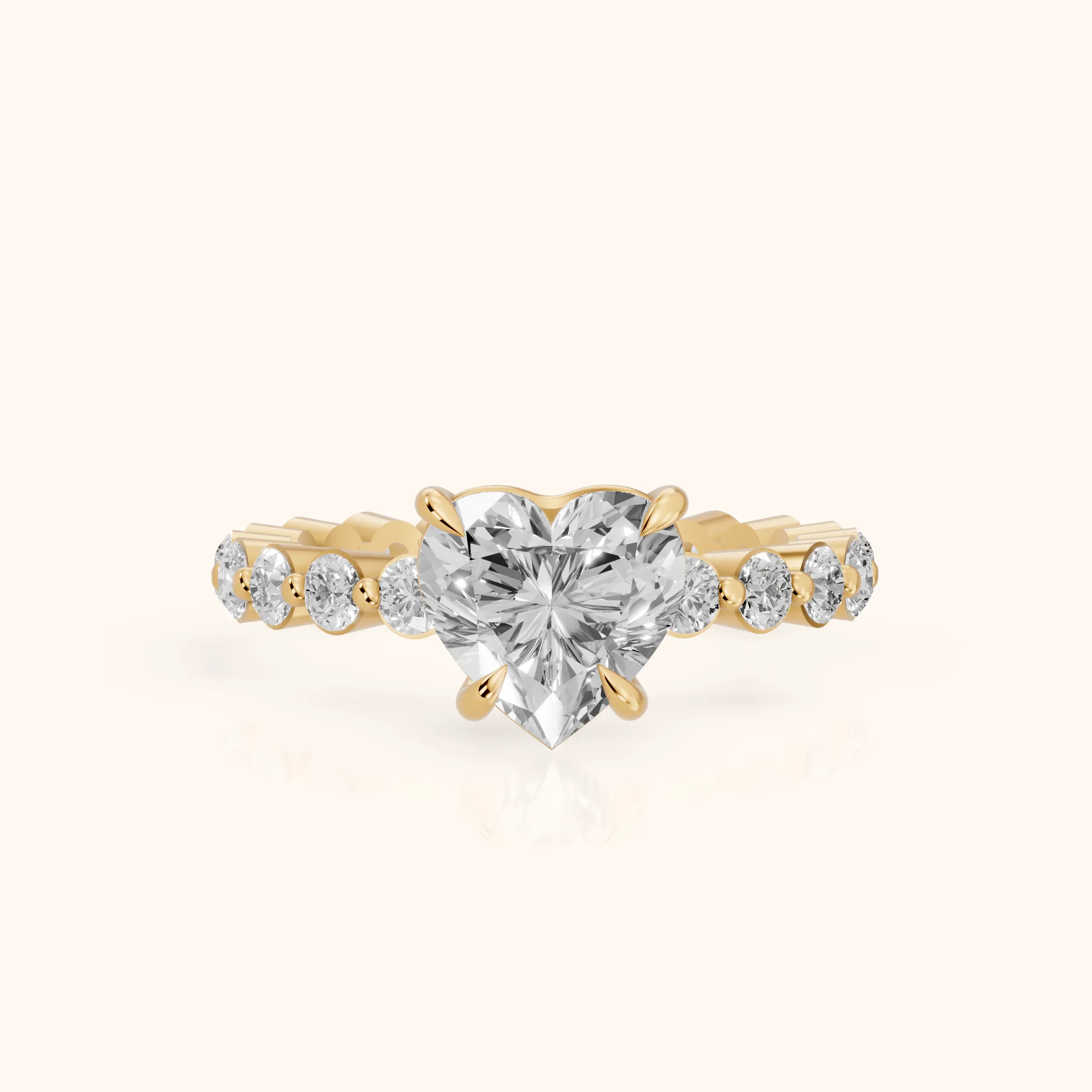 Bridget Sidestone Heart Diamond Engagement Ring in Yellow Gold — view 1
