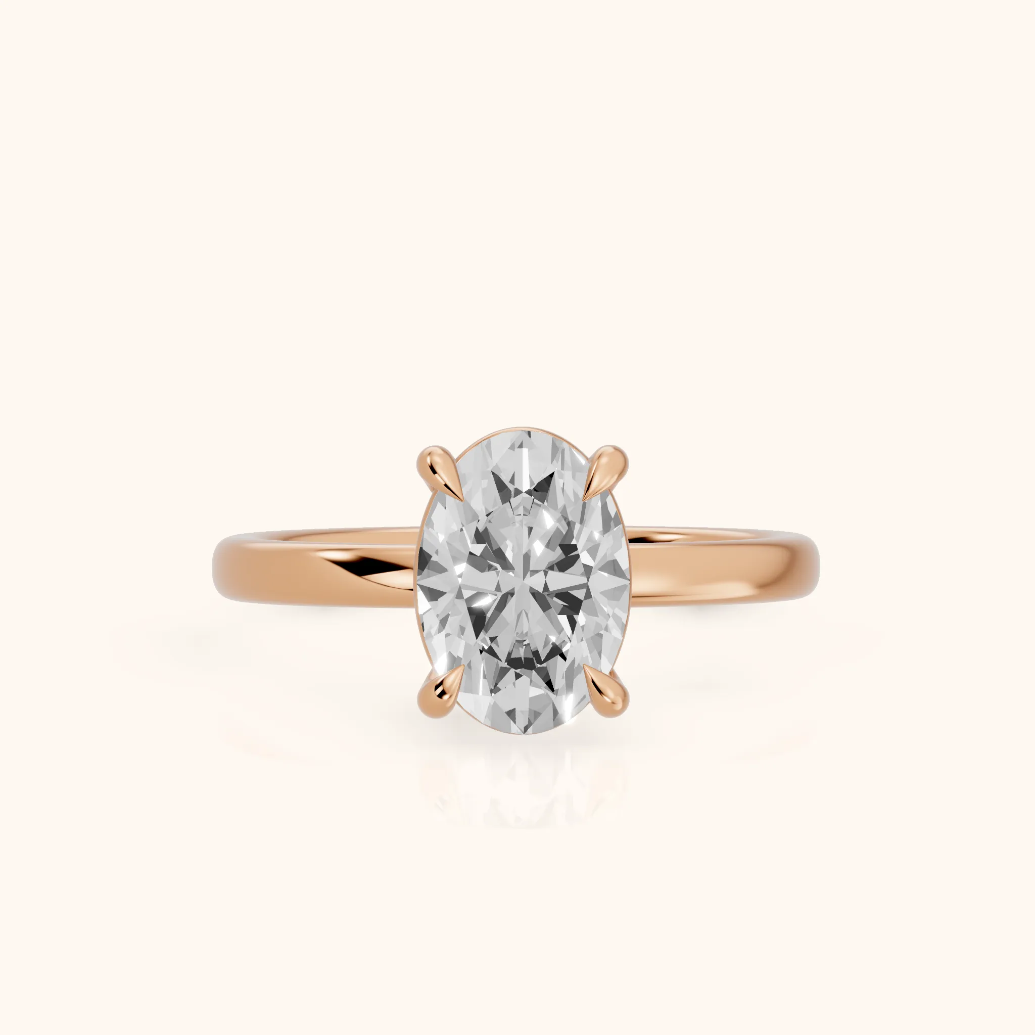 Cassandra Claw Prong Solitaire Oval Diamond Engagement Ring in Rose Gold — view 1