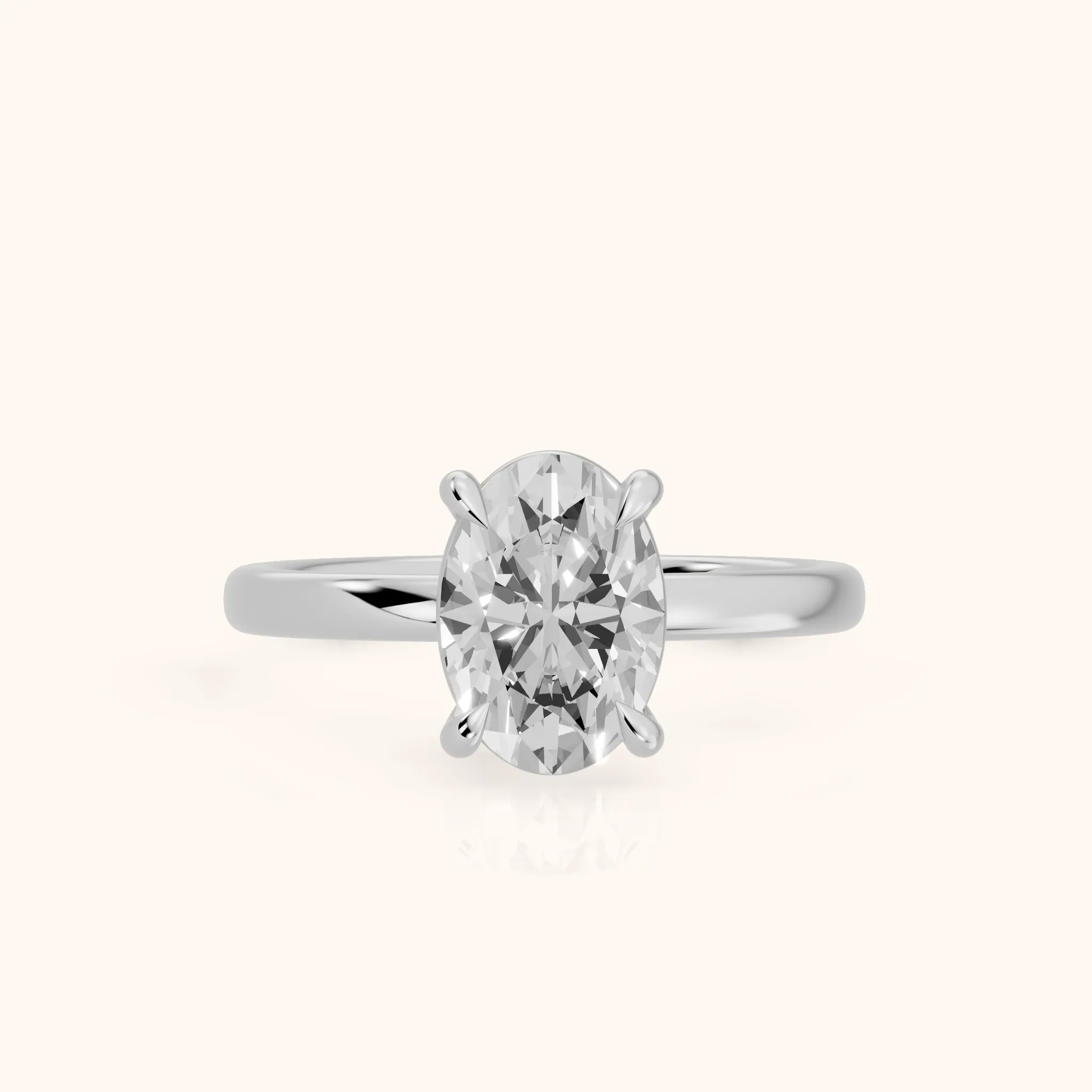 Cassandra Claw Prong Solitaire Oval Diamond Engagement Ring in Silver — view 1