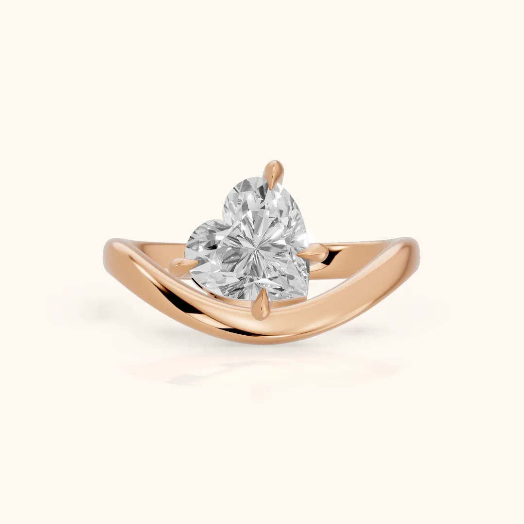 Katherine East-West Bypass Heart Diamond Engagement Ring in Rose Gold — view 2