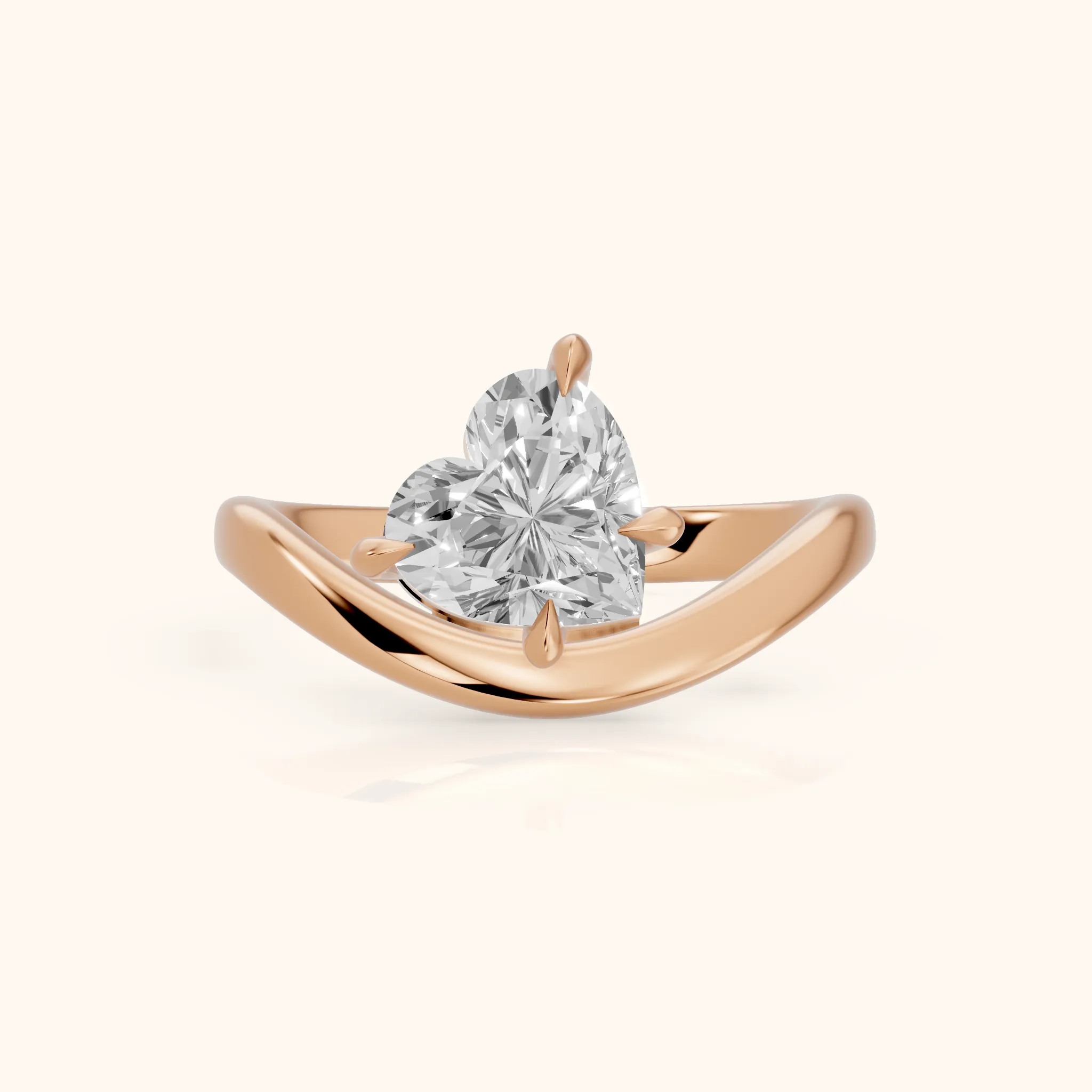 Katherine East-West Bypass Heart Diamond Engagement Ring in Rose Gold — view 1