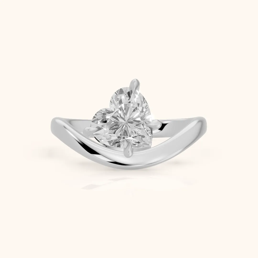 Katherine East-West Bypass Heart Diamond Engagement Ring in White Gold — view 2