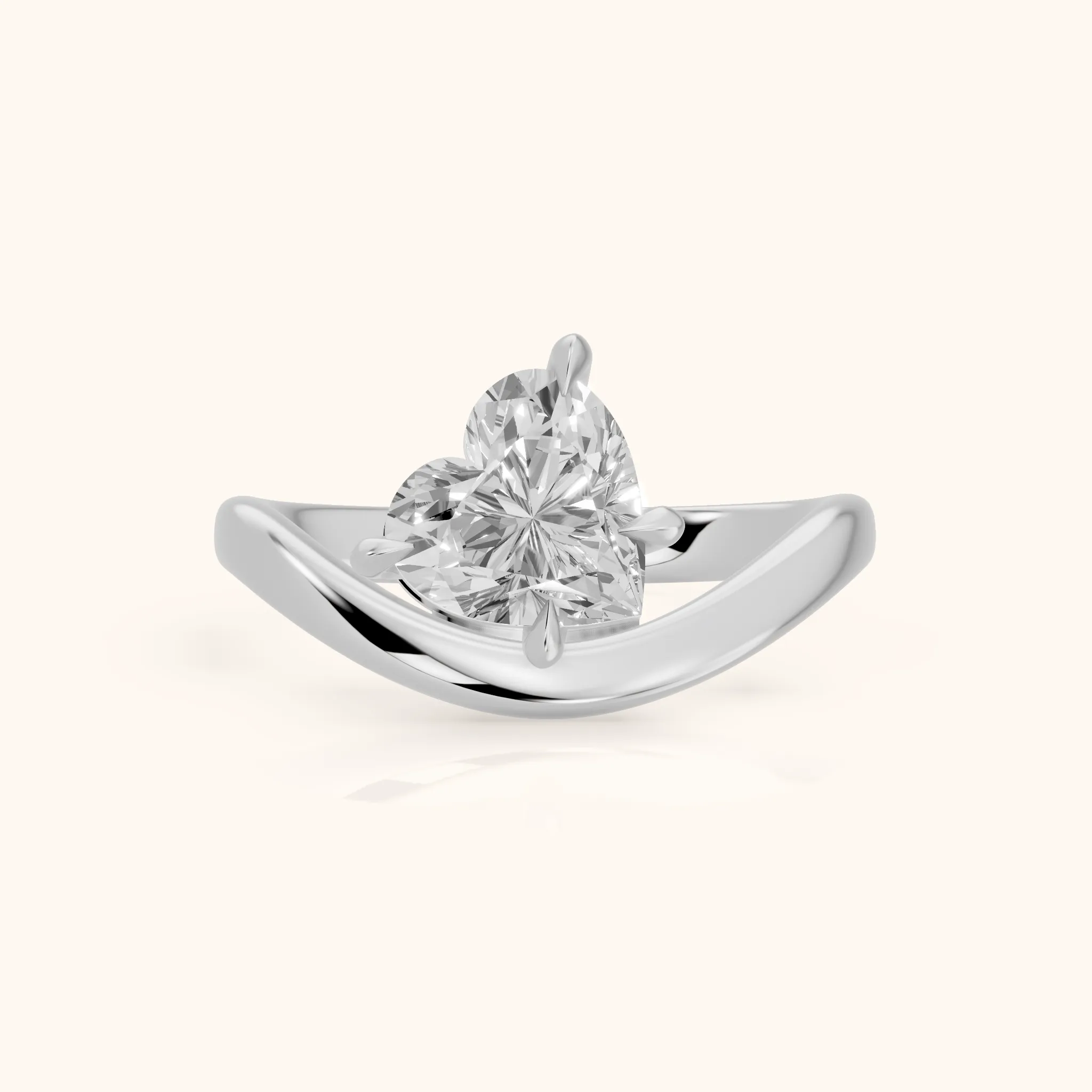 Katherine East-West Bypass Heart Diamond Engagement Ring in White Gold — view 1