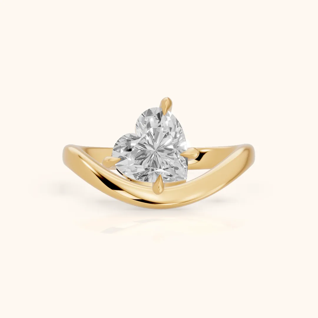 Katherine East-West Bypass Heart Diamond Engagement Ring in Yellow Gold — view 2