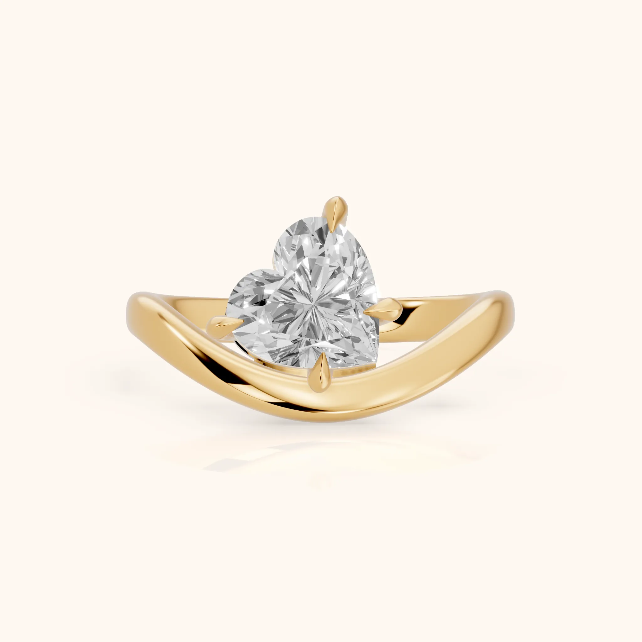 Katherine East-West Bypass Heart Diamond Engagement Ring in Yellow Gold — view 1
