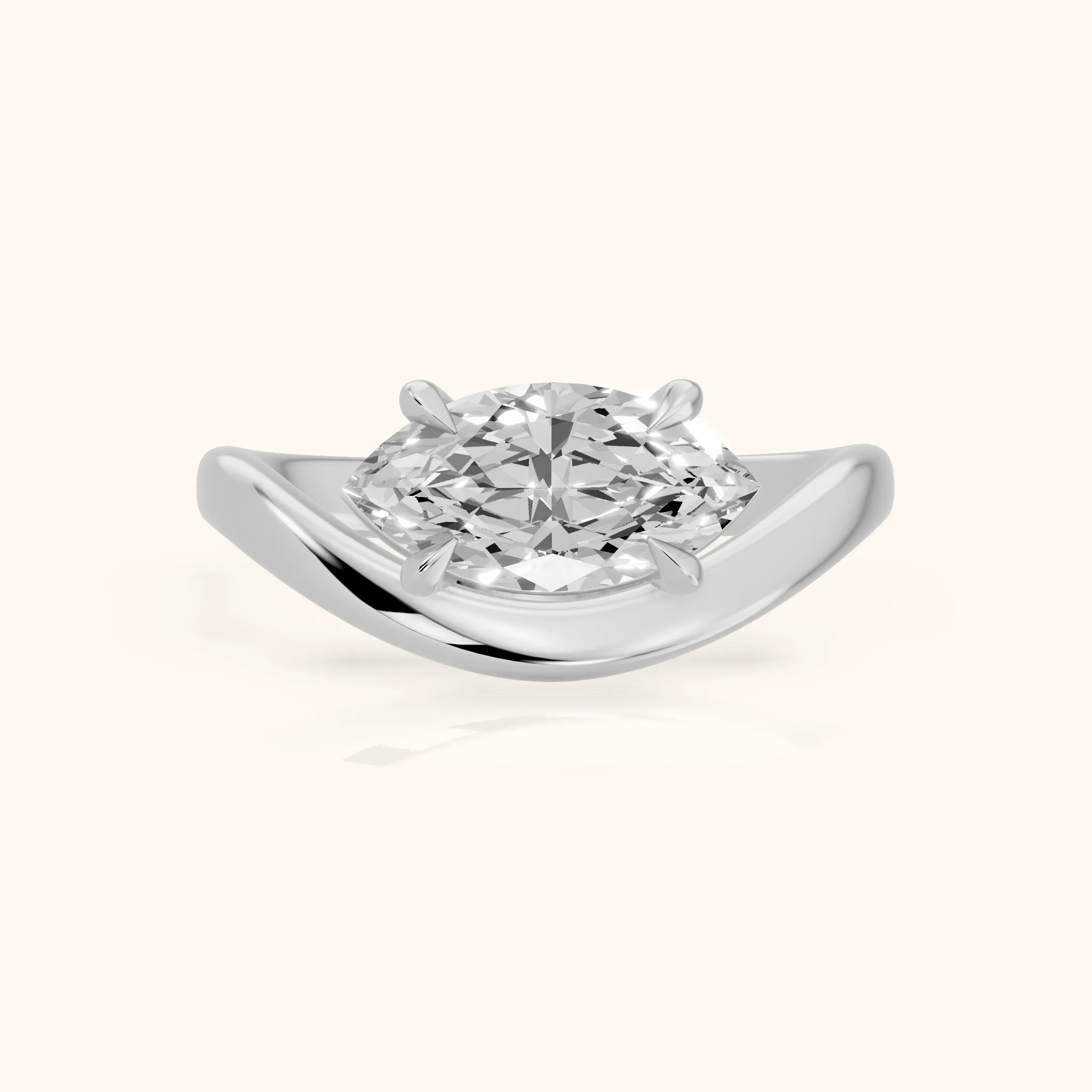 Katherine East-West Bypass Marquise Diamond Engagement Ring in Platinum — view 1