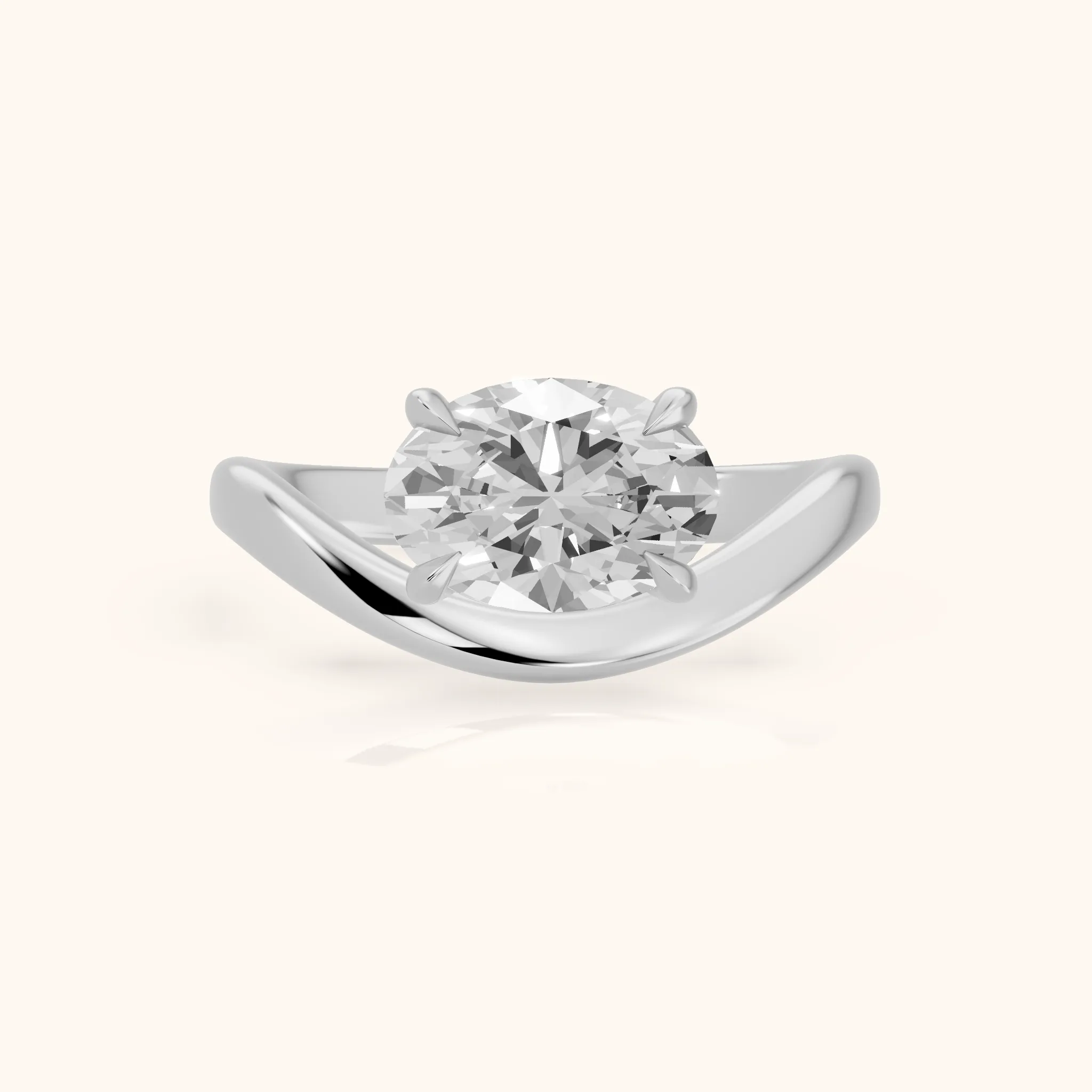 Katherine East-West Bypass Oval Diamond Engagement Ring in Platinum — view 1