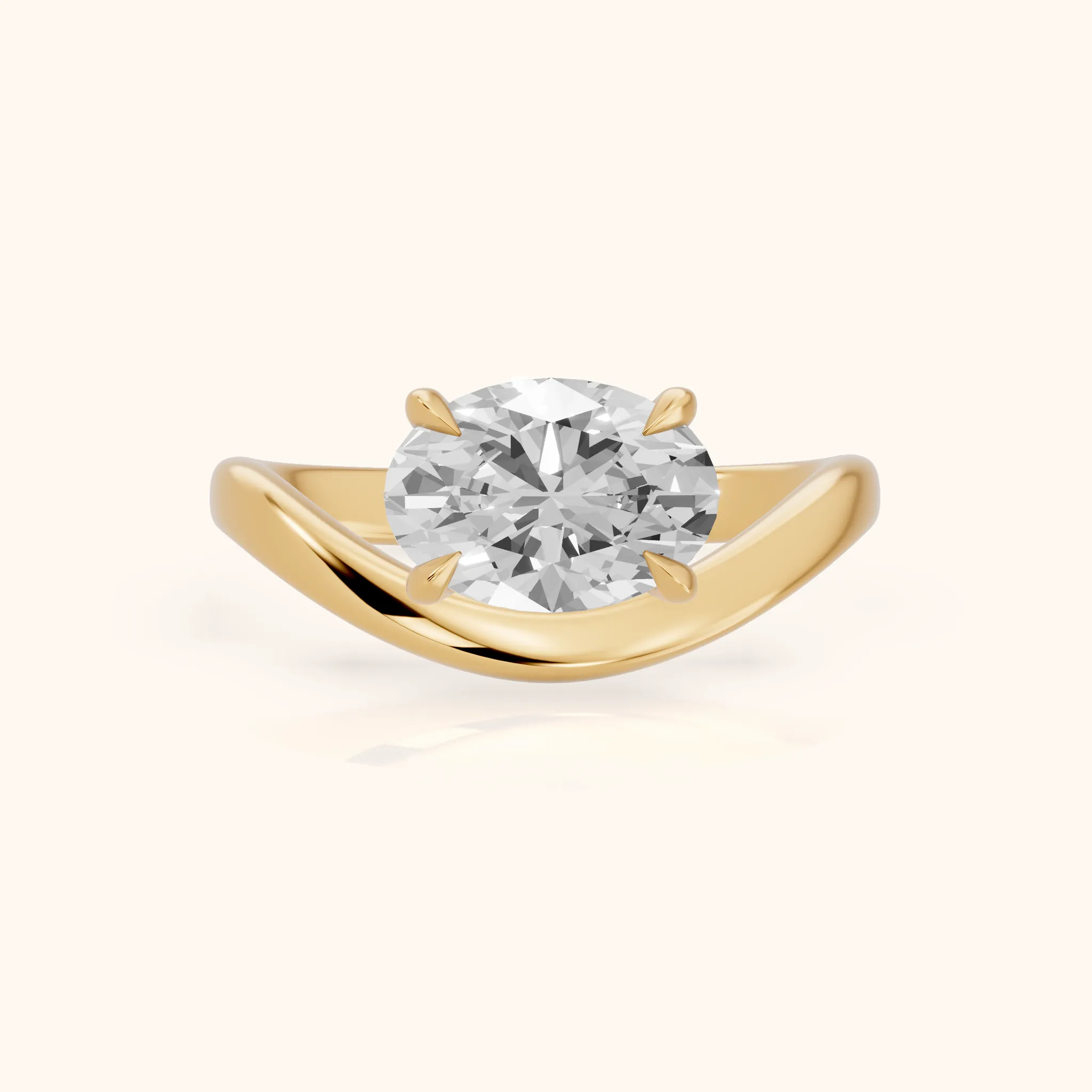 Katherine East-West Bypass Oval Diamond Engagement Ring in Yellow Gold — view 1