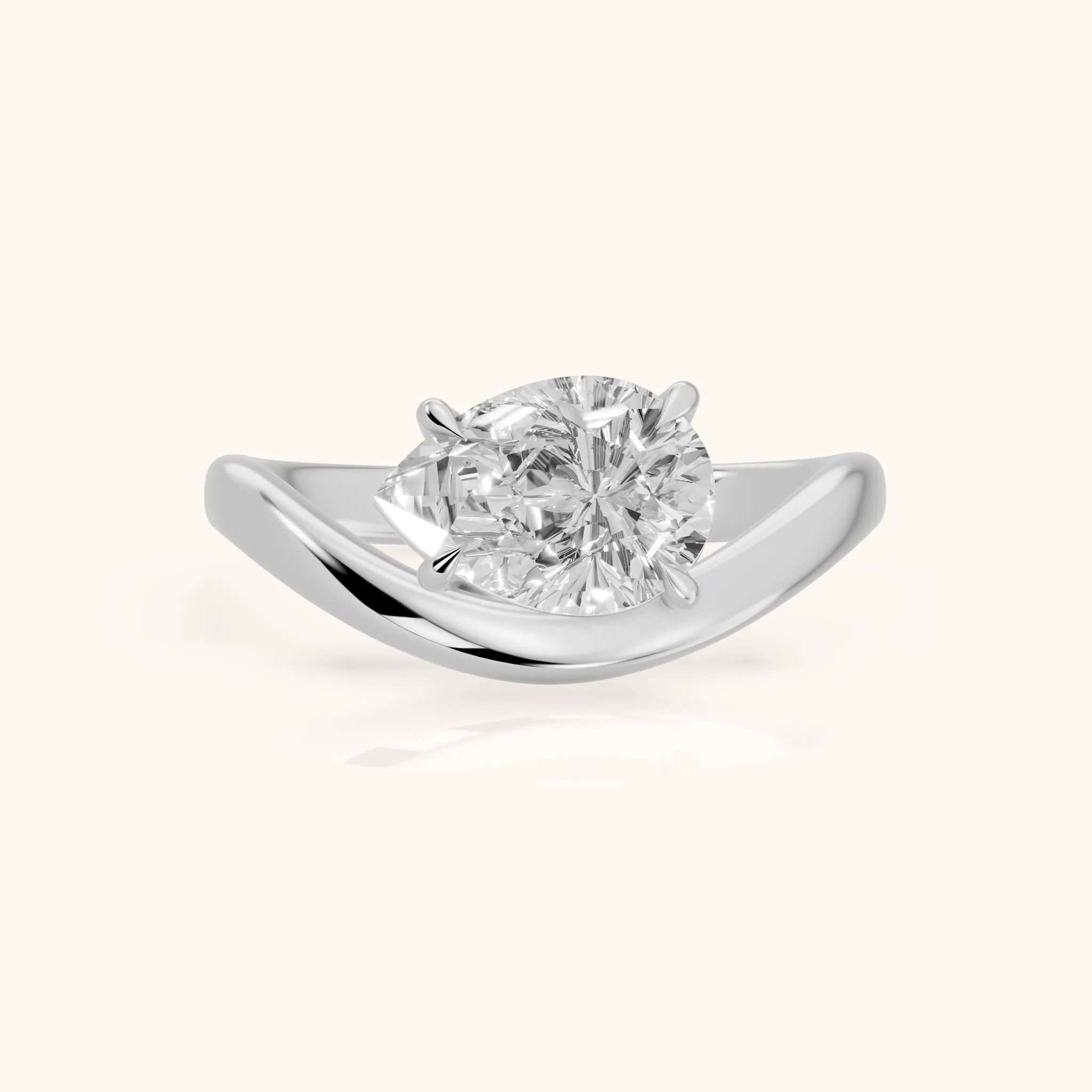 Katherine East-West Bypass Pear Diamond Engagement Ring in White Gold — view 1