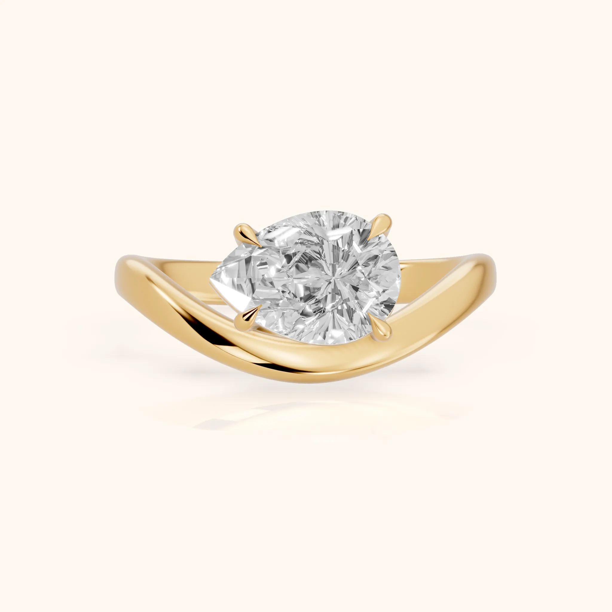 Katherine East-West Bypass Pear Diamond Engagement Ring in Yellow Gold — view 1