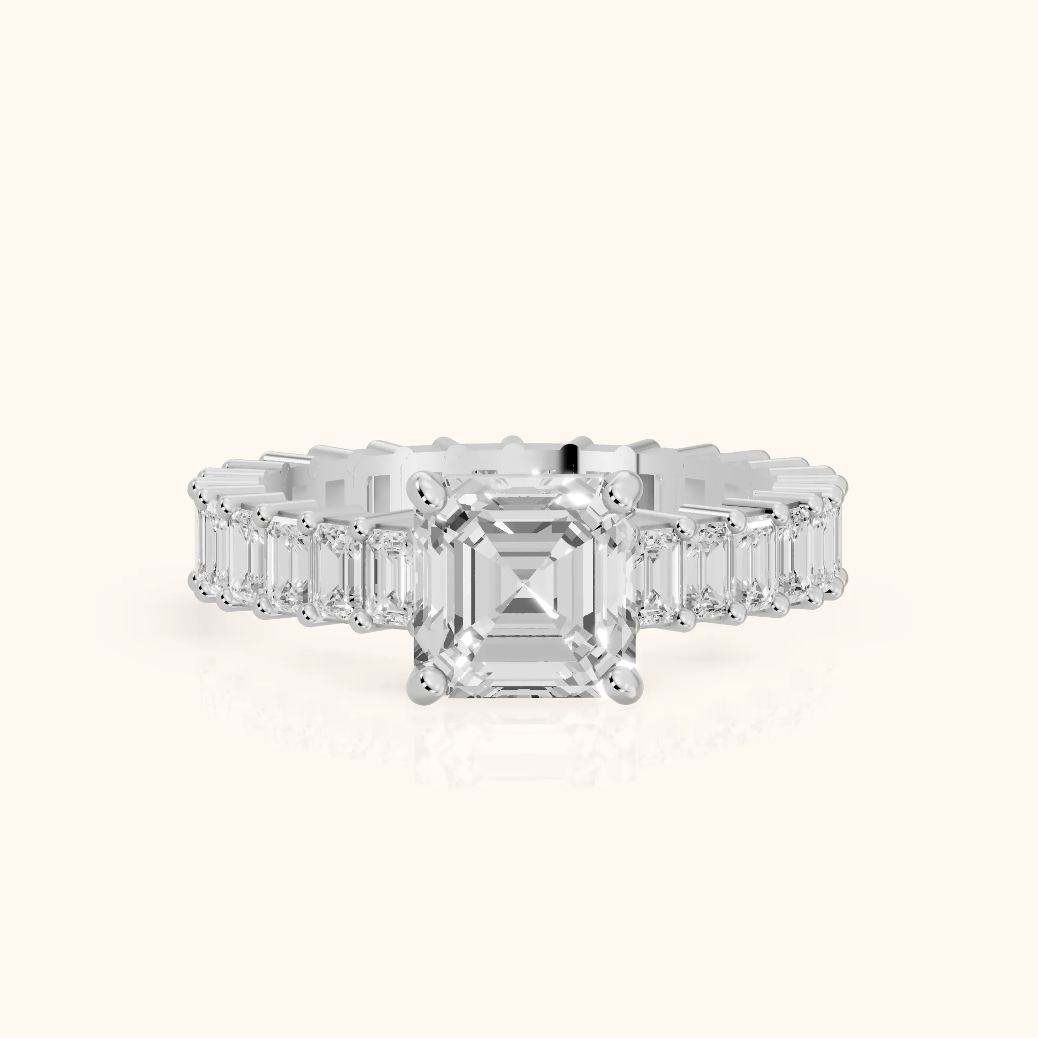 Mallory Shared Prong Asscher Diamond Engagement Ring in Silver — view 1