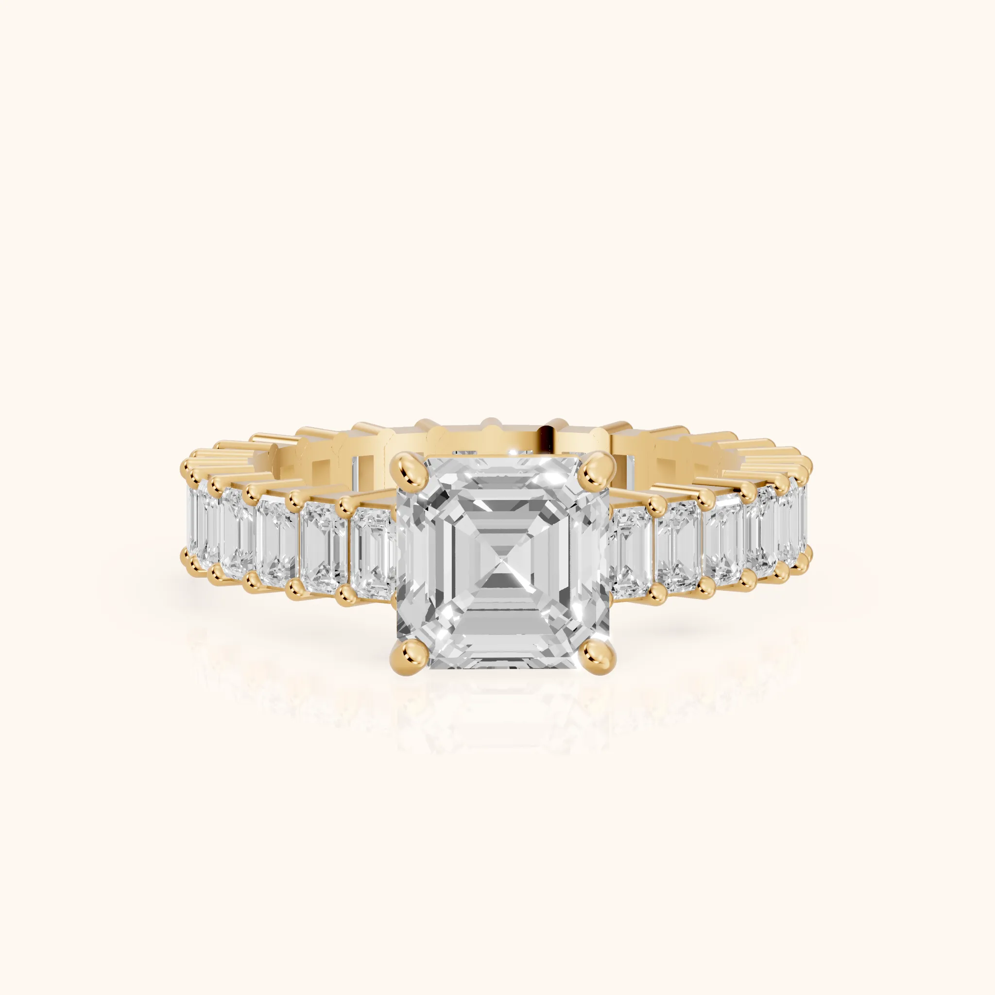 Mallory Shared Prong Asscher Diamond Engagement Ring in Yellow Gold — view 1