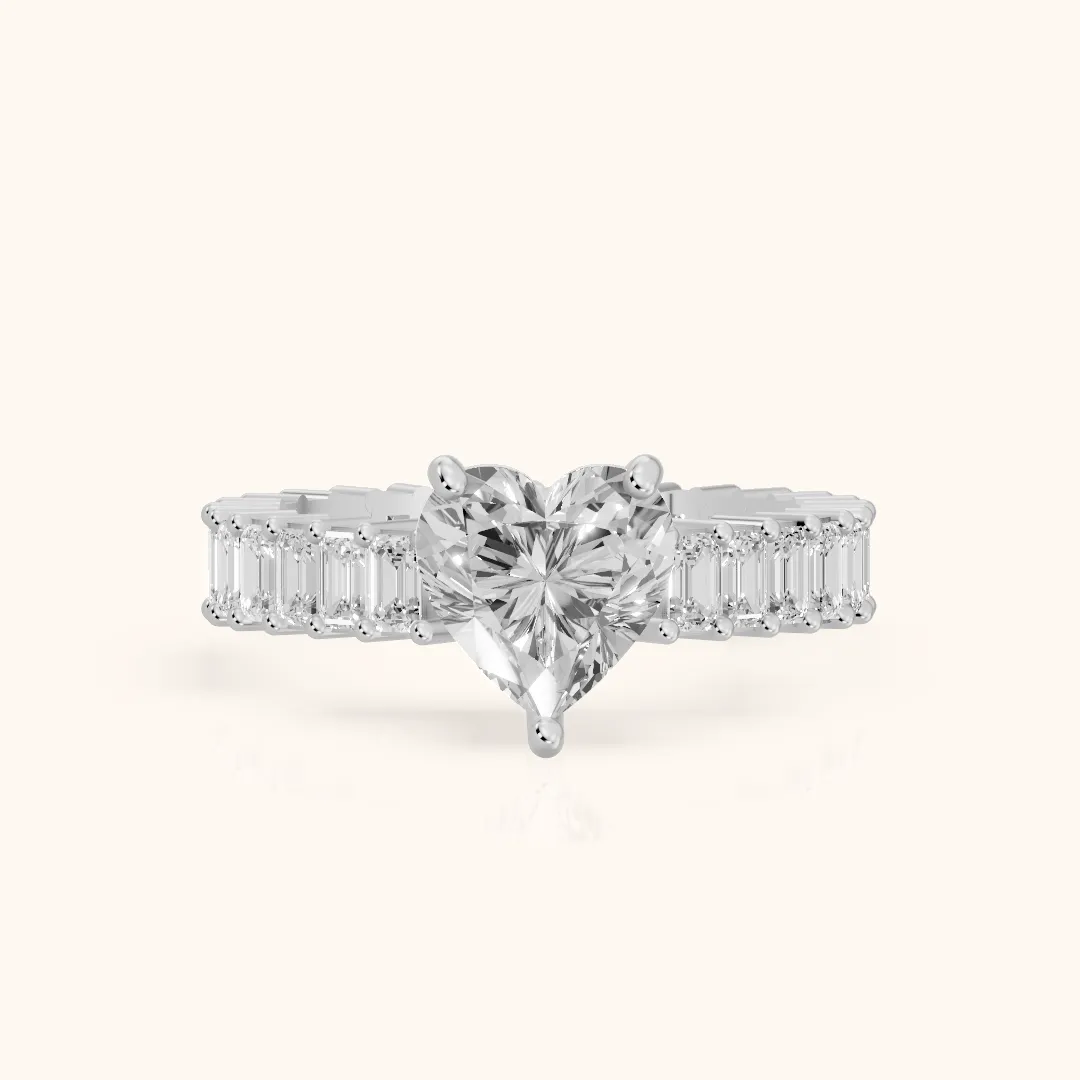 Mallory Shared Prong Heart Diamond Engagement Ring in Silver — view 2