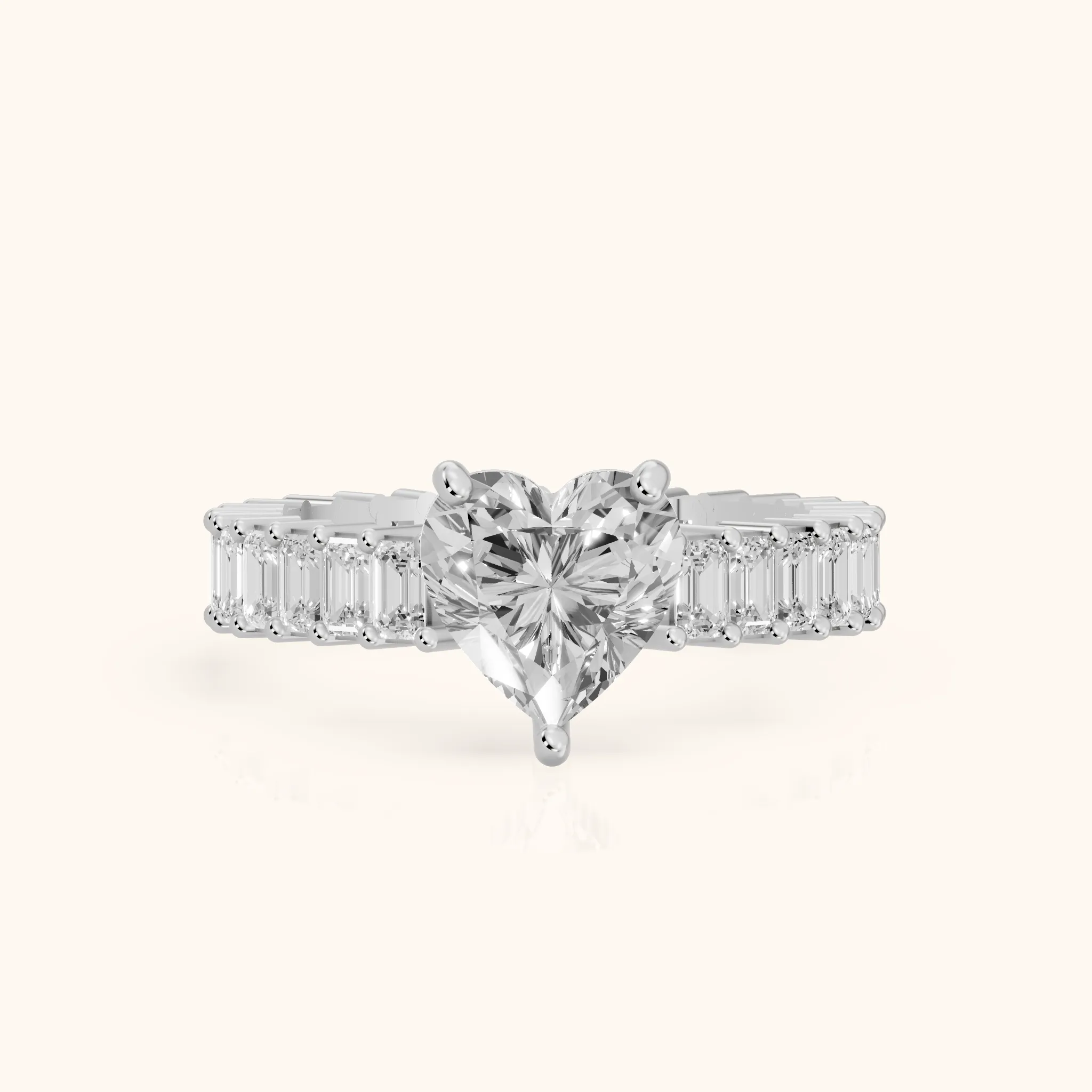 Mallory Shared Prong Heart Diamond Engagement Ring in Silver — view 1