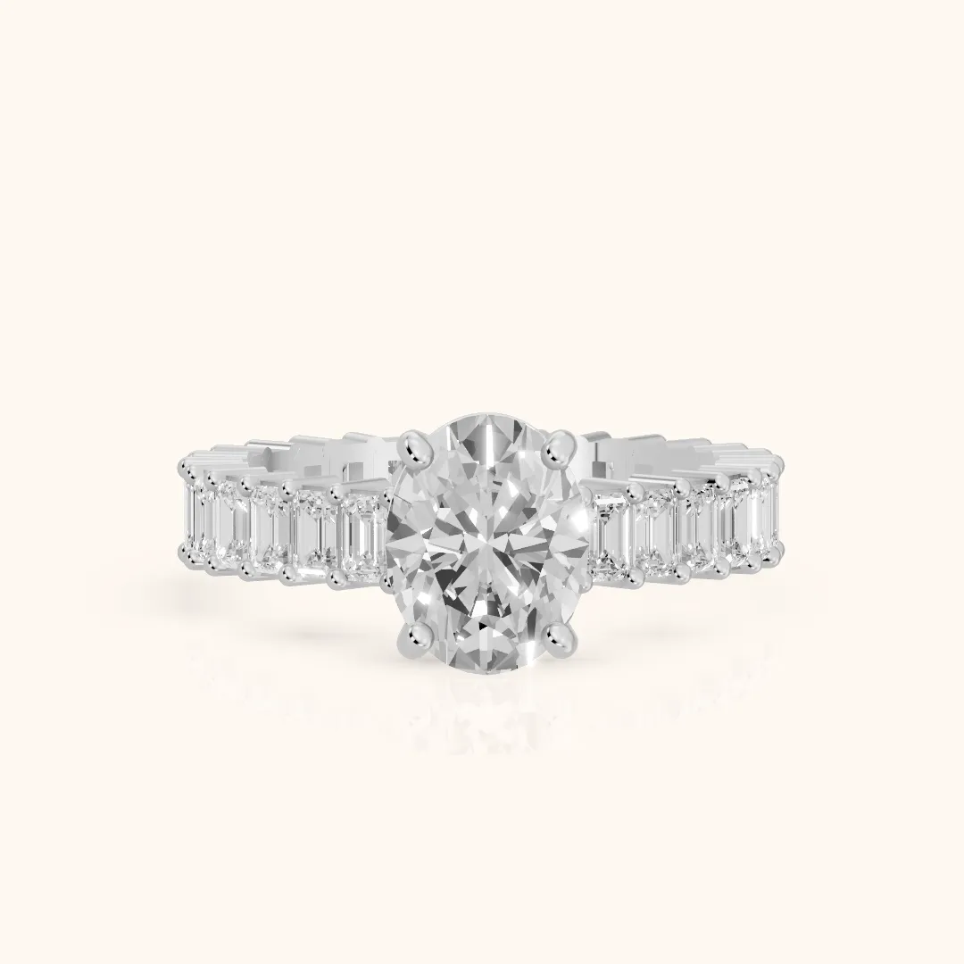 Mallory Shared Prong Oval Diamond Engagement Ring in Silver — view 2