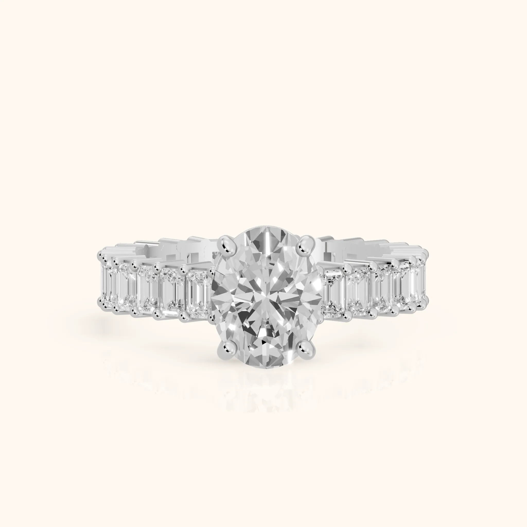 Mallory Shared Prong Oval Diamond Engagement Ring in Silver — view 1