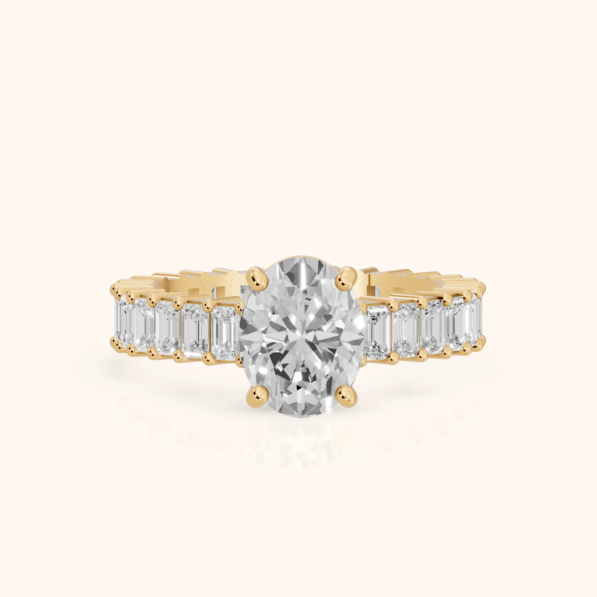 Mallory Shared Prong Oval Diamond Engagement Ring in Yellow Gold — view 1