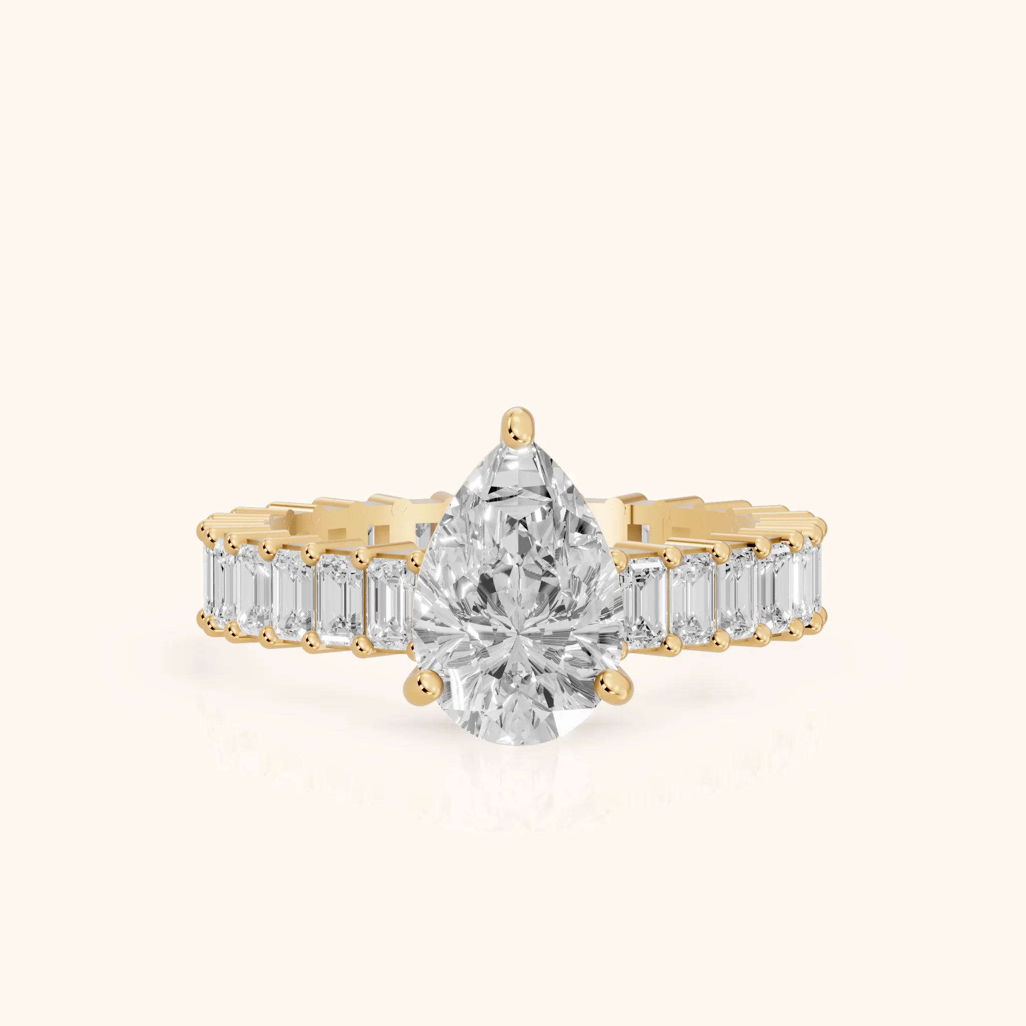 Mallory Shared Prong Pear Diamond Engagement Ring in Yellow Gold — view 1