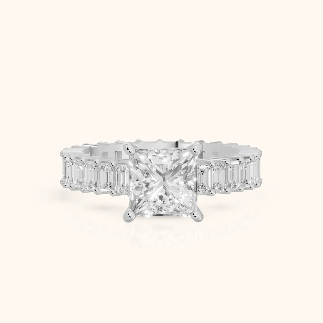 Mallory Shared Prong Princess Diamond Engagement Ring in Silver — view 2