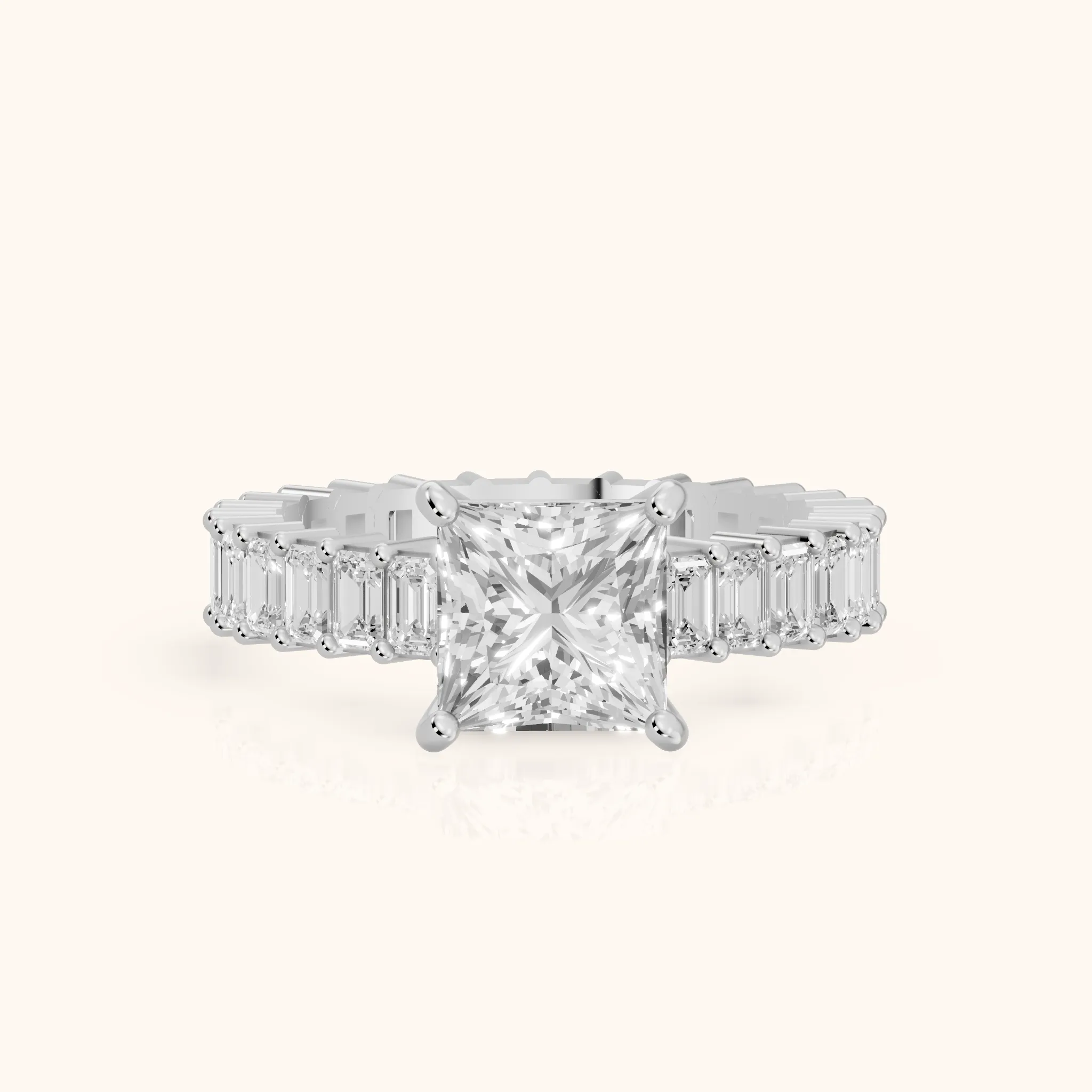 Mallory Shared Prong Princess Diamond Engagement Ring in Silver — view 1