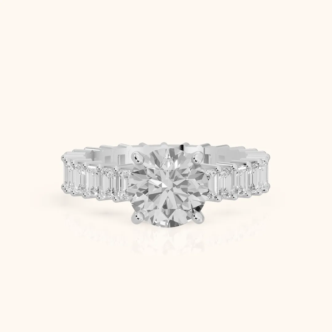 Mallory Shared Prong Round Diamond Engagement Ring in Silver — view 2